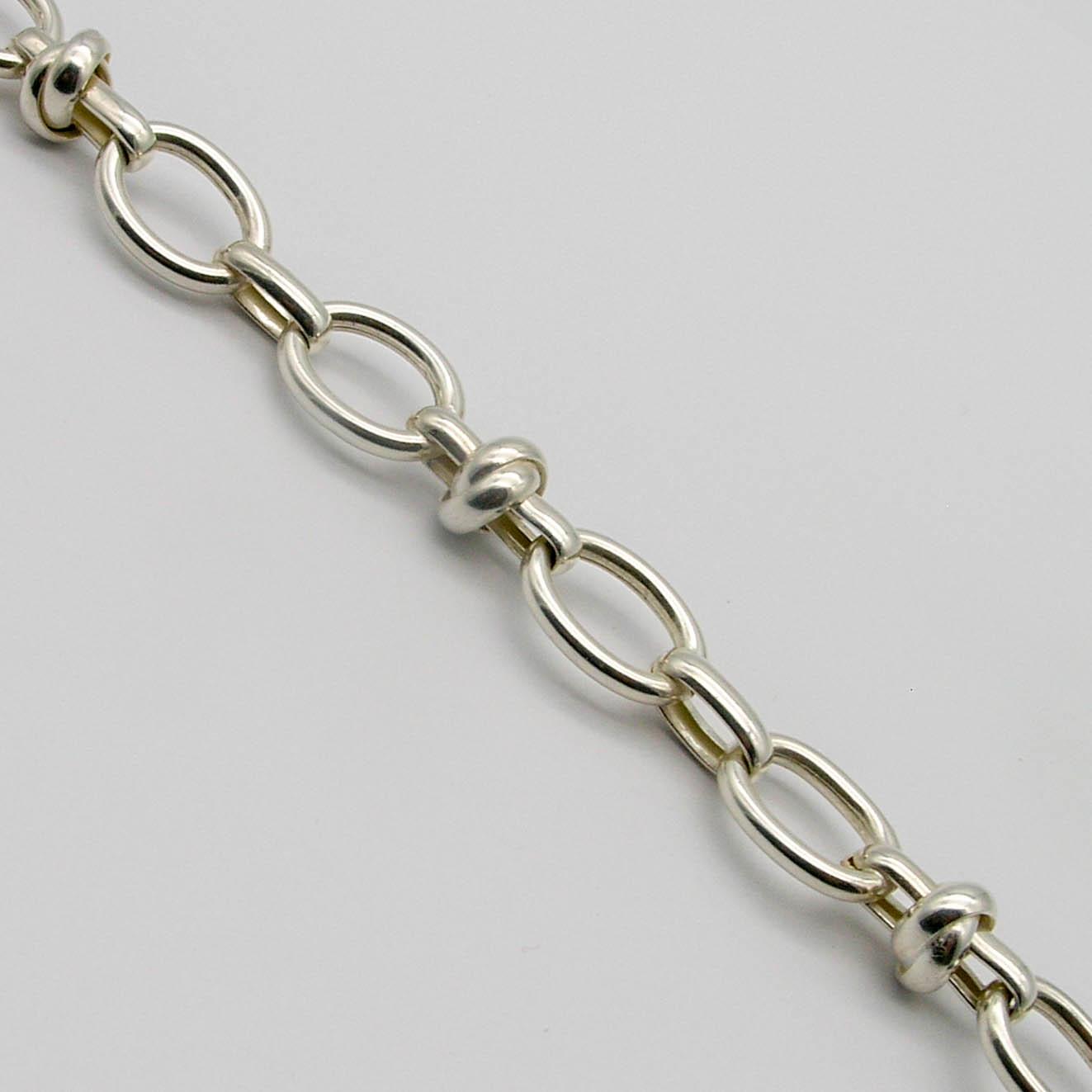PULSERA OVALOS CON NUDOS 19CM  2303 /PLATA