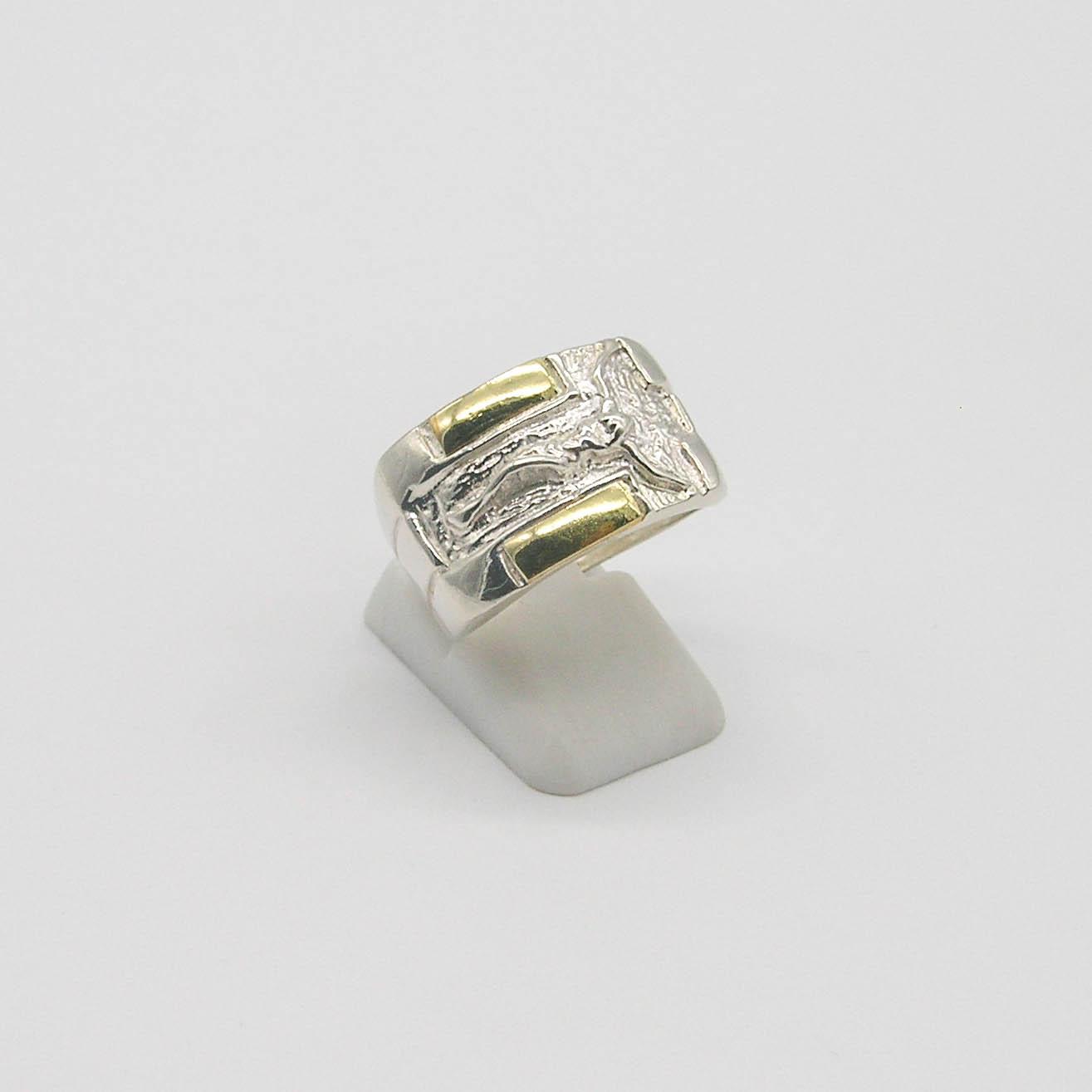 ANILLO CRUZ CRISTO /PLATA Y ORO