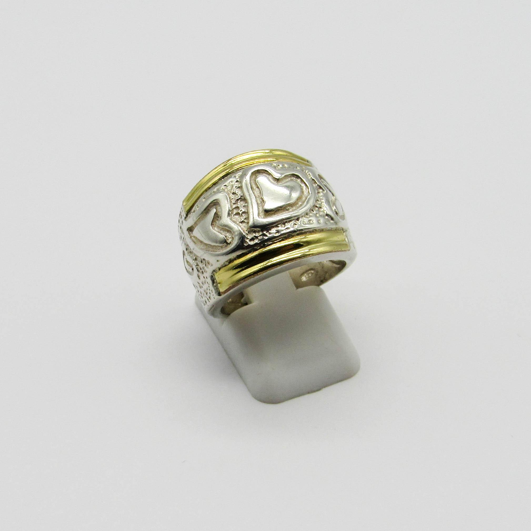 ANILLO CORAZONES /PLATA Y ORO