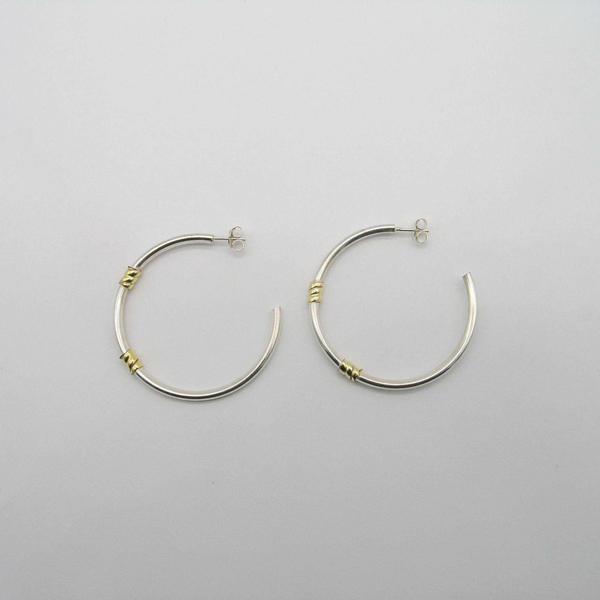AROS MEDIA ARGOLLA 38MM CAÑO GRUESO /PLATA Y ORO