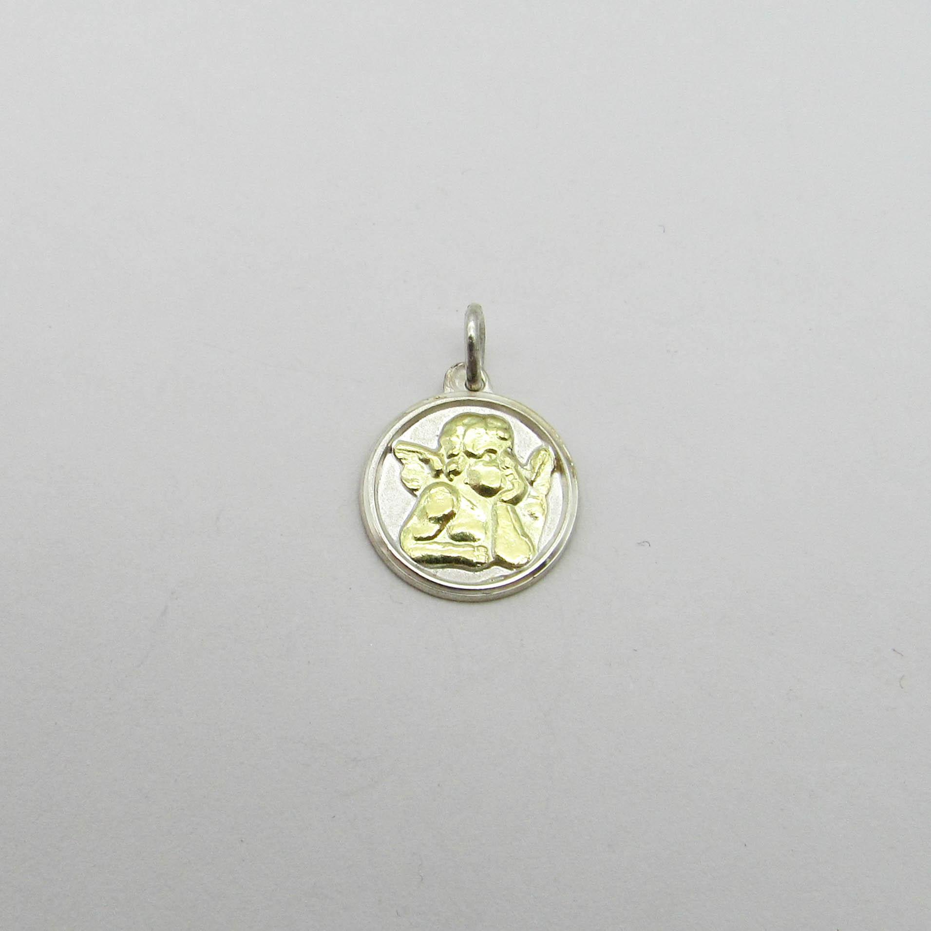 MEDALLA ANGEL RAFAEL 12MM /PLATA Y ORO