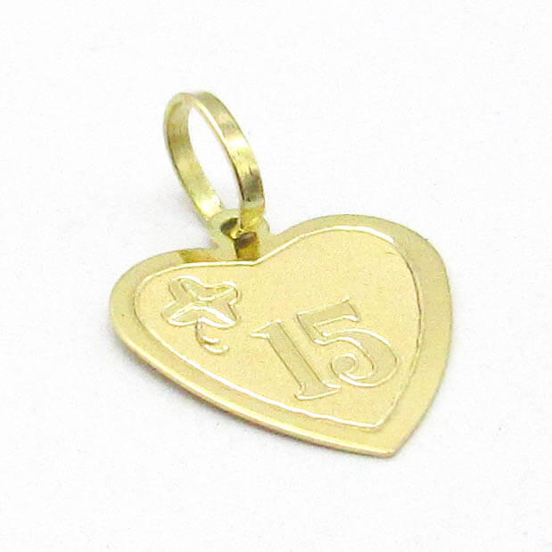 DIJE CORAZON 15AÑOS 13MM /O.AMARILLO