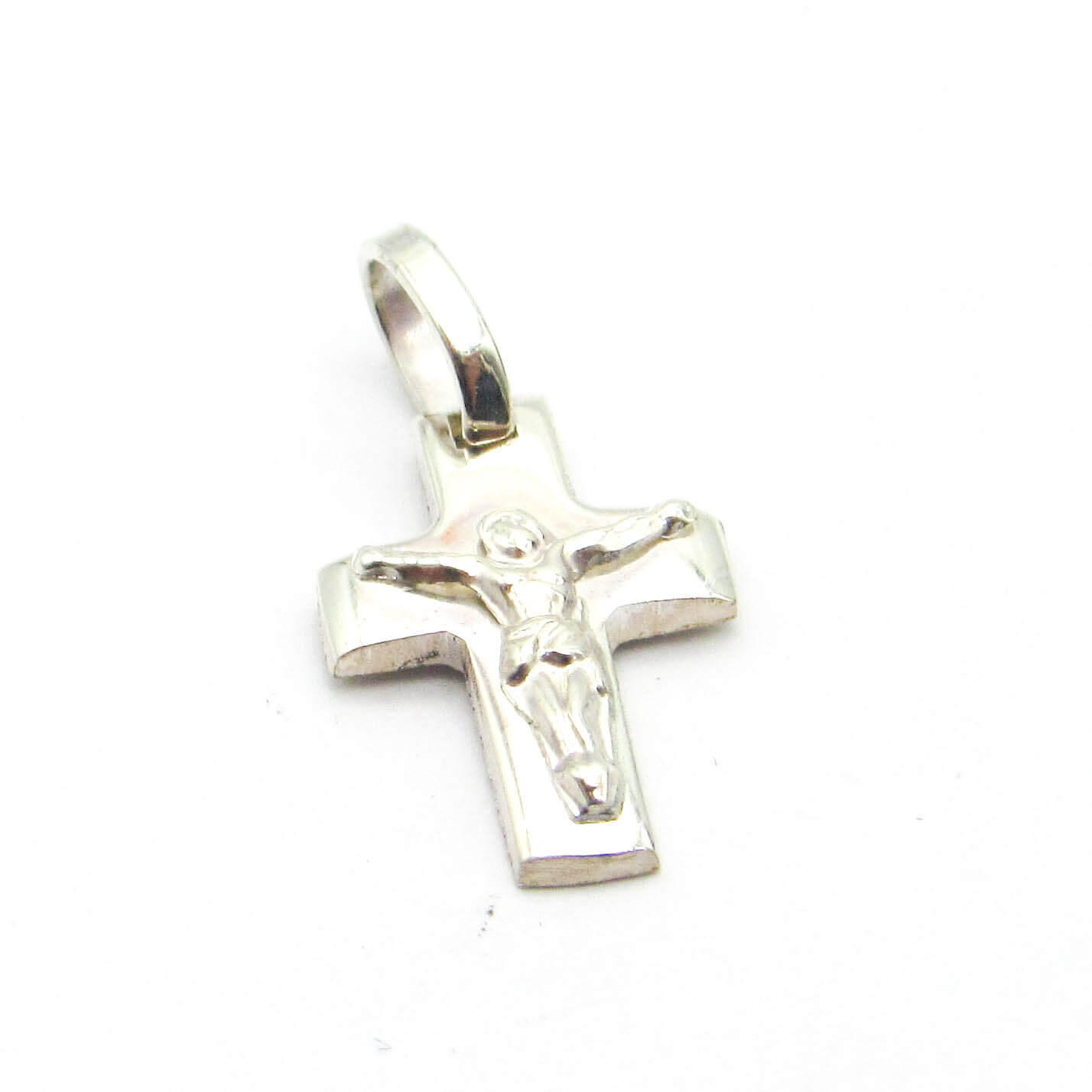 DIJE CRUZ SEMI PLANA CRISTO 9x12MM /PLATA