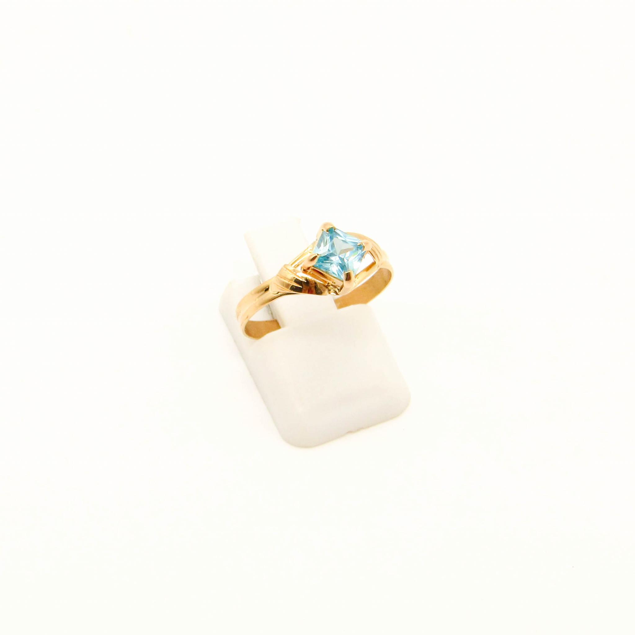 ANILLO SOLITARIO CUBIC ROMBO GRIFAS /O.ROJO
