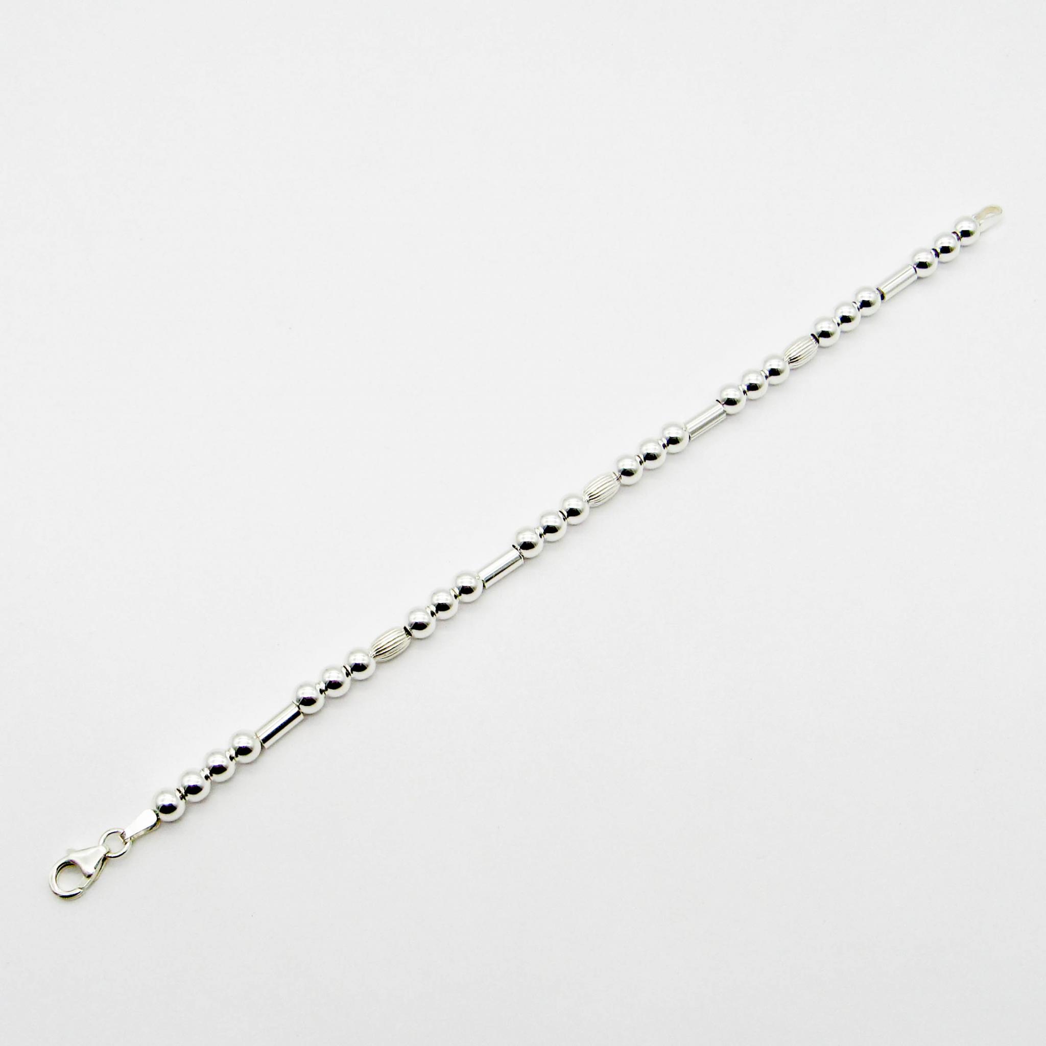 PULSERA BOLAS APLIQUES x19CM /PLATA