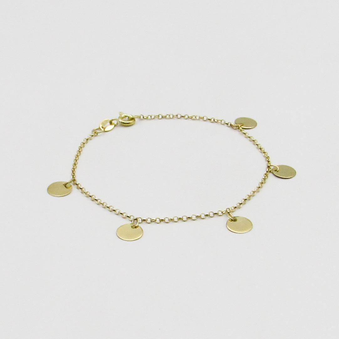 PULSERA MINI ROLO CIRCULOS x17,5CM /O.AMARILLO
