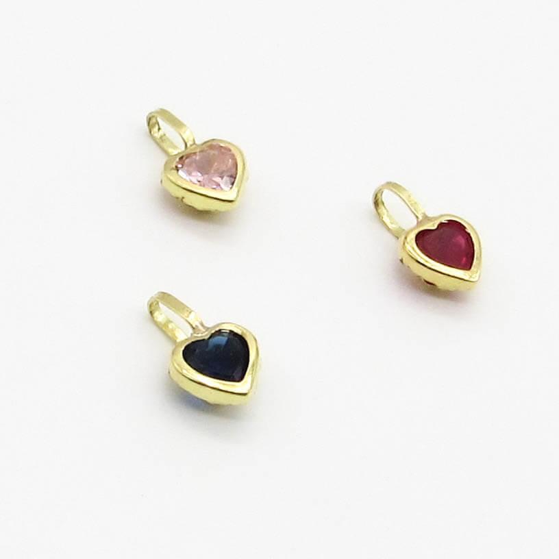 DIJE PIEDRA CORAZON 5MM /O.AMARILLO