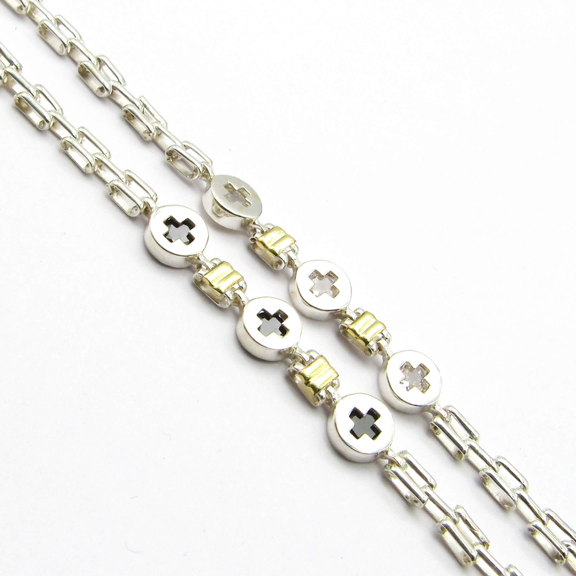 PULSERA PANTHER *3 PIEDRAS CRUZ /PLATA Y ORO
