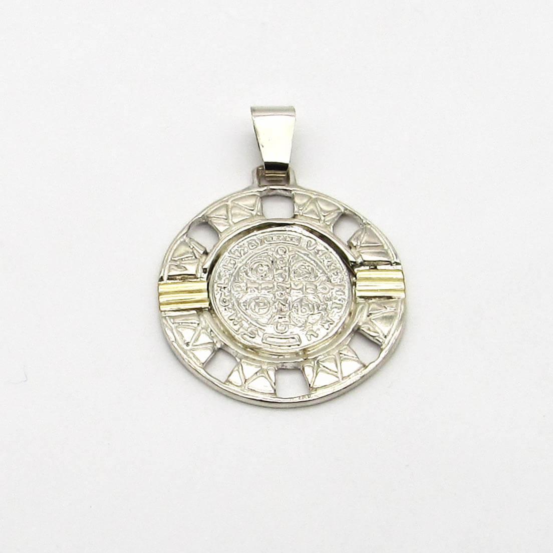 DIJE SAN BENITO 30MM /PLATA Y ORO