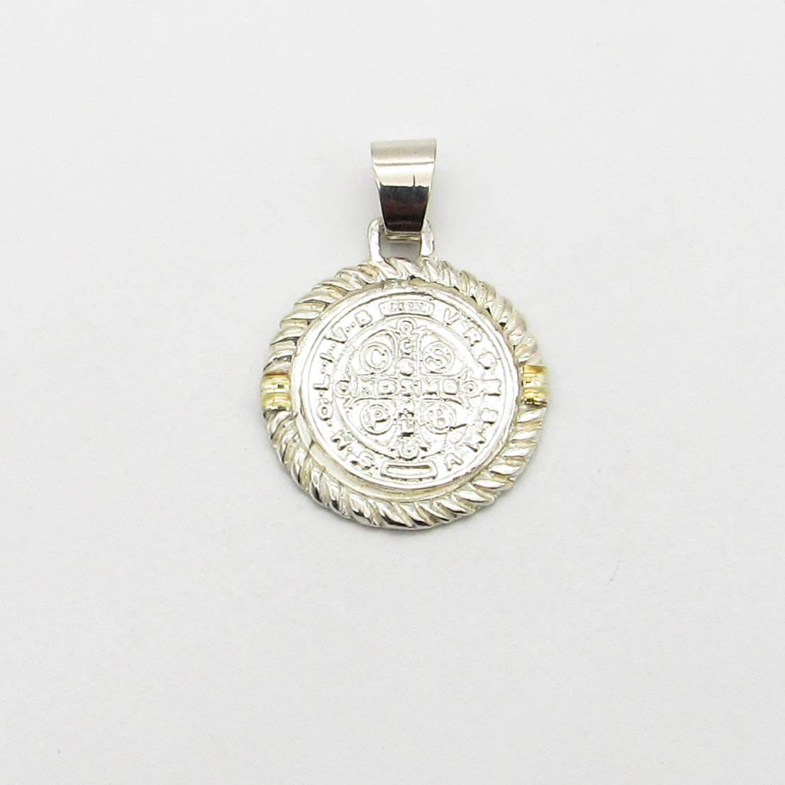 DIJE SAN BENITO 22MM /PLATA Y ORO