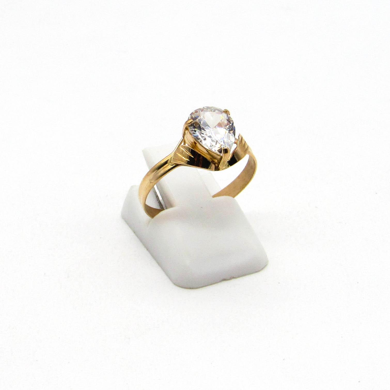 ANILLO SOLITARIO CUBIC GOTA /O.ROJO