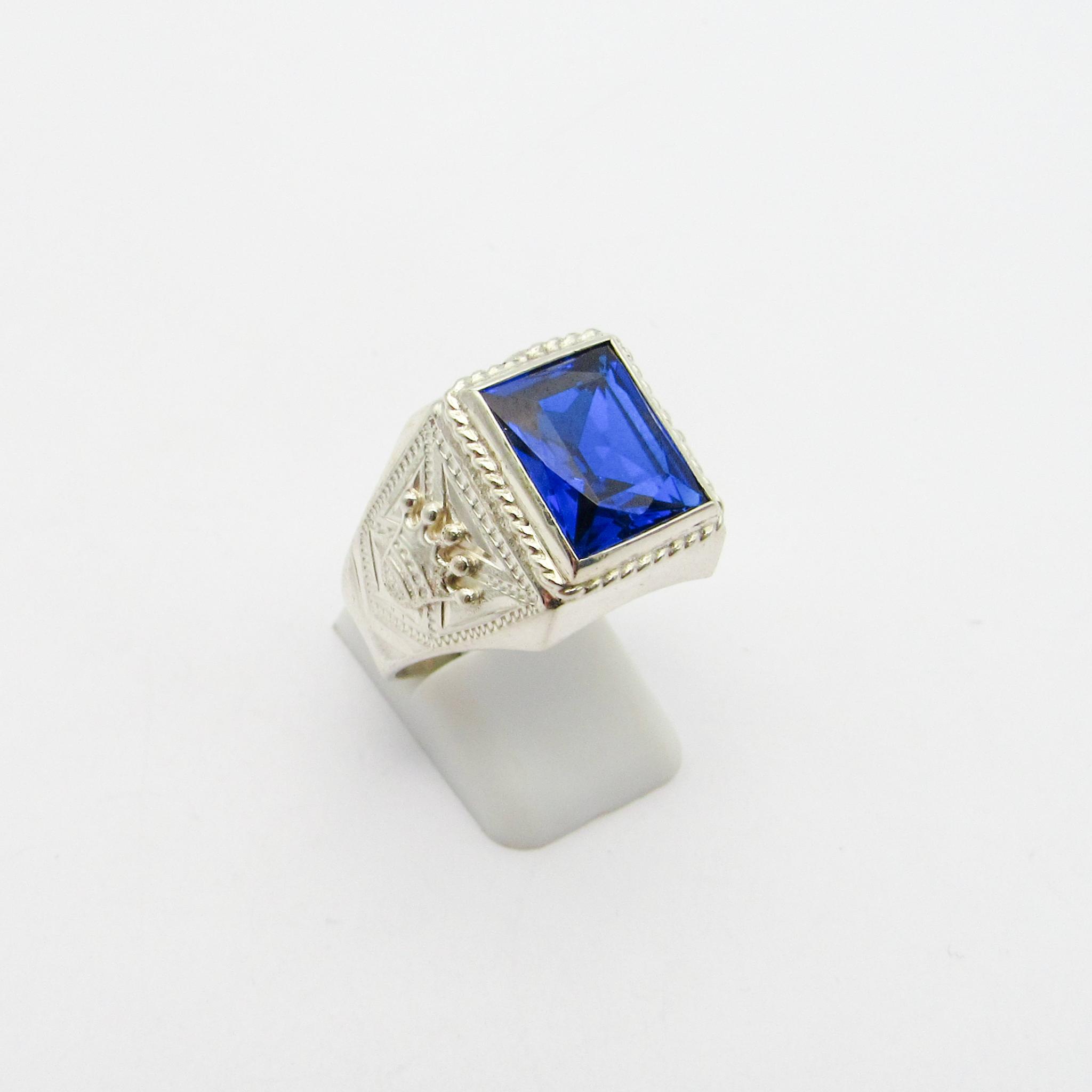 ANILLO SELLO CORONAS PIEDRA 10x12MM  A822 /PLATA