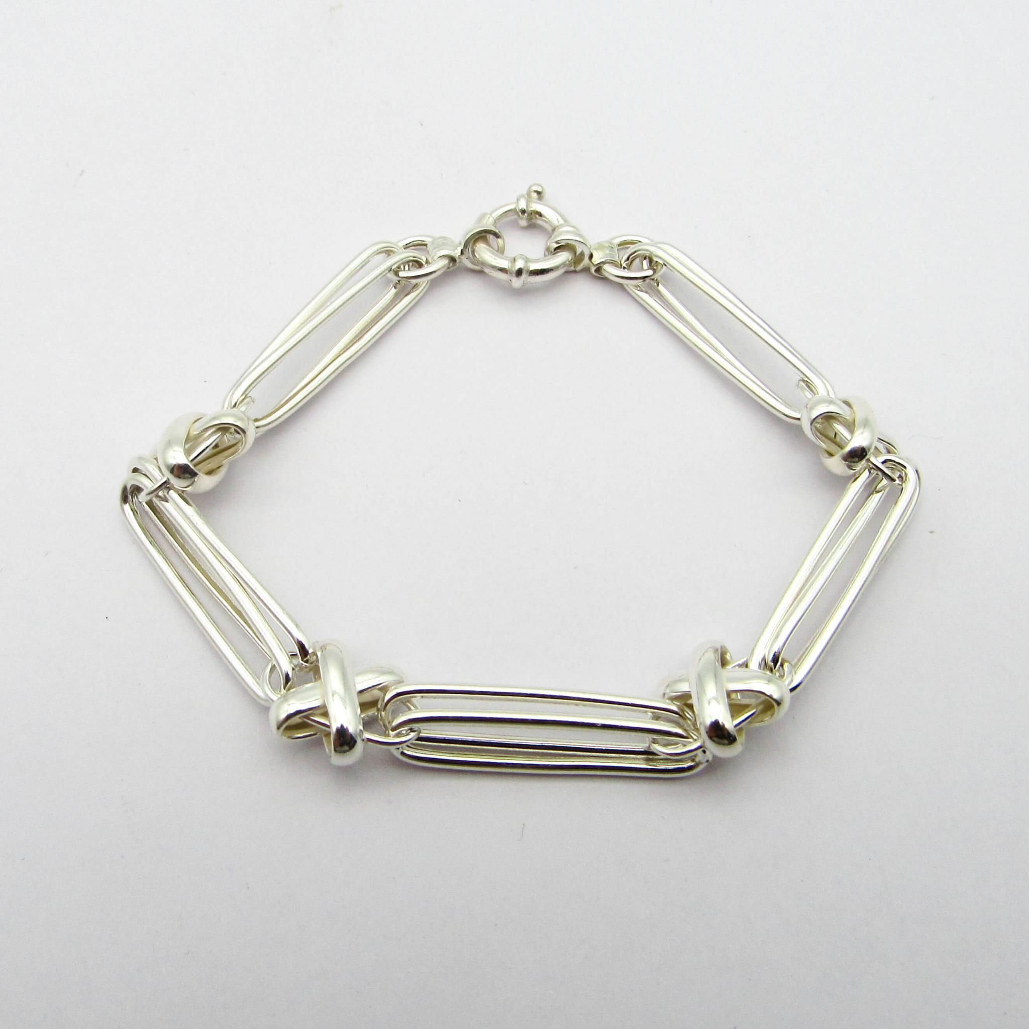 PULSERA OVALOS COMBINADA 956x19CM MARINERO /PLATA