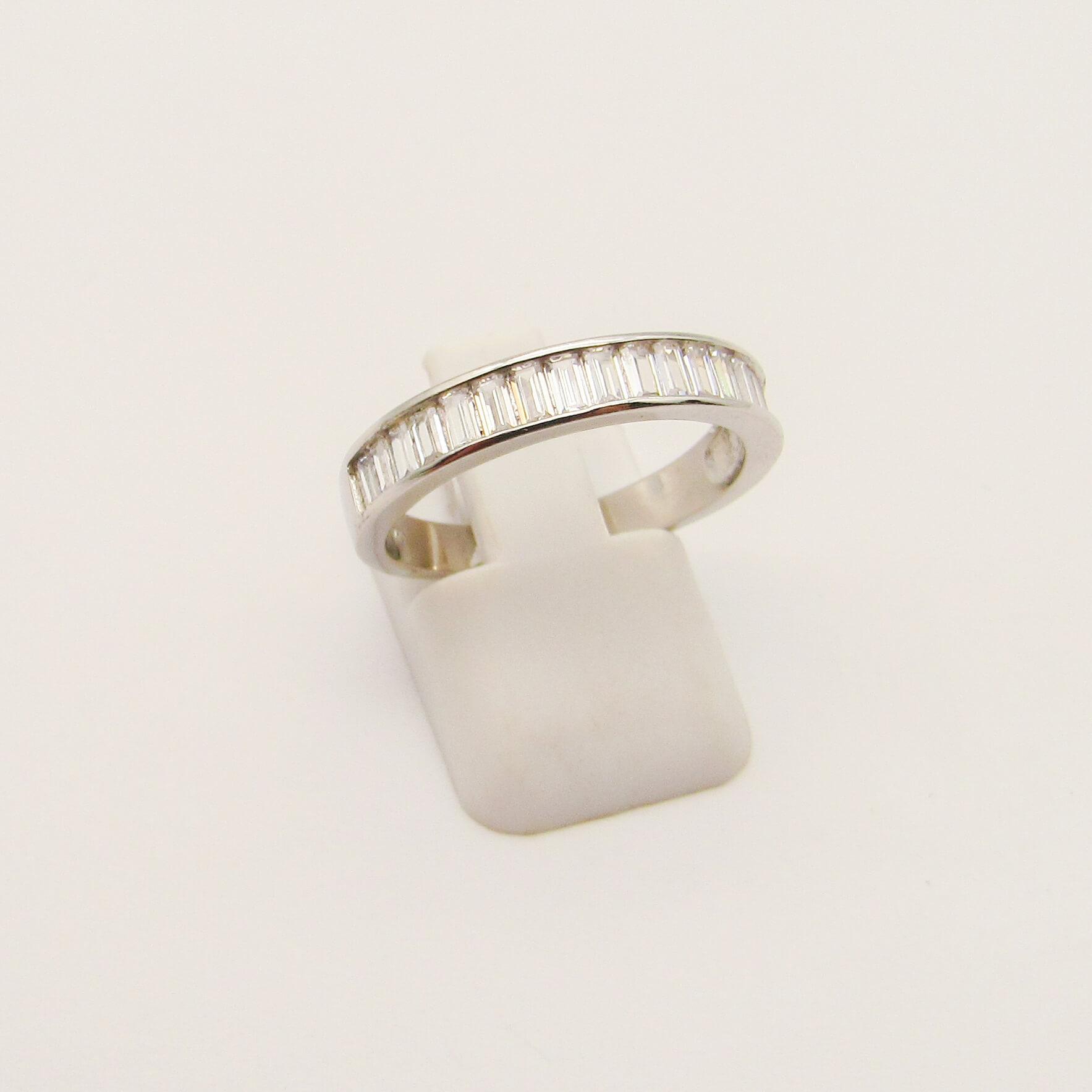 ANILLO 1/2 SINFIN BAGUETTES /PLATA RODINADA
