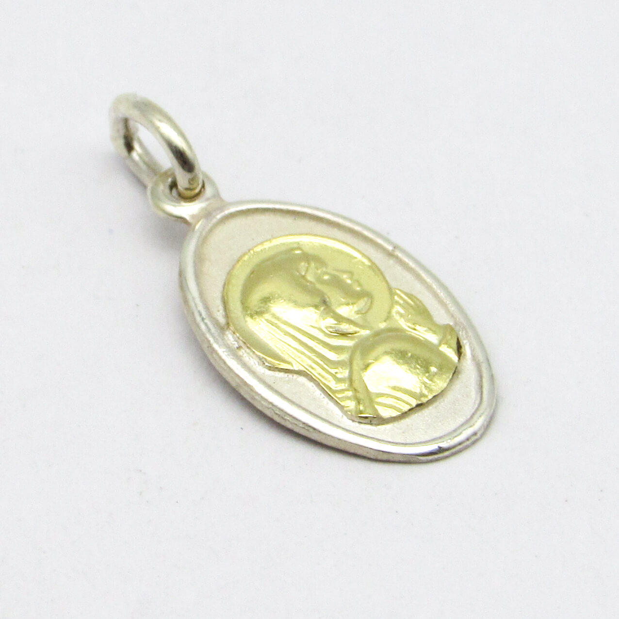 MEDALLA VIRGEN NIÑA OVAL 8x13MM /PLATA Y ORO