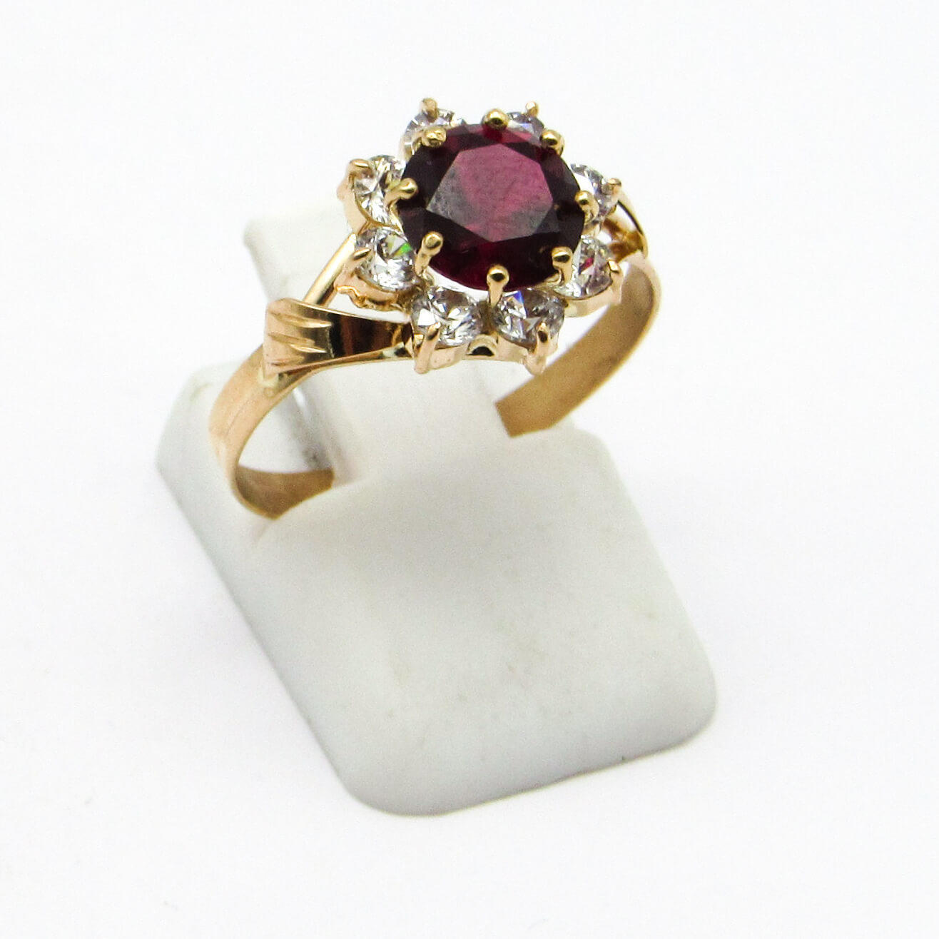 ANILLO ROSETA CUBICS COMBINADO /O.ROJO