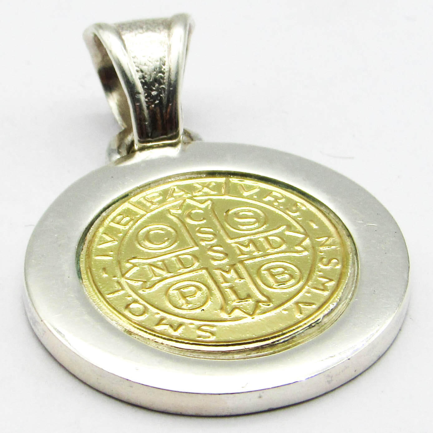 MEDALLA SAN BENITO 28MM BORDE ANCHO /PLATA Y ORO