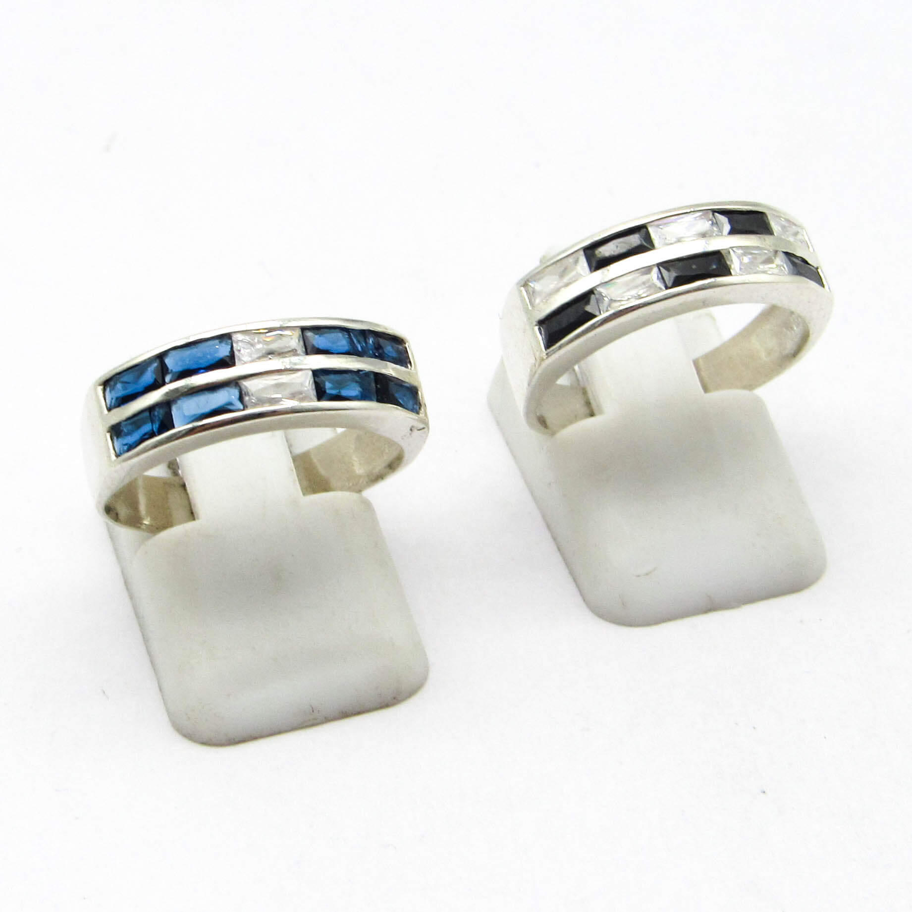 ANILLO DOBLE 1/2 SINFIN BAGUETTES 3041 /PLATA
