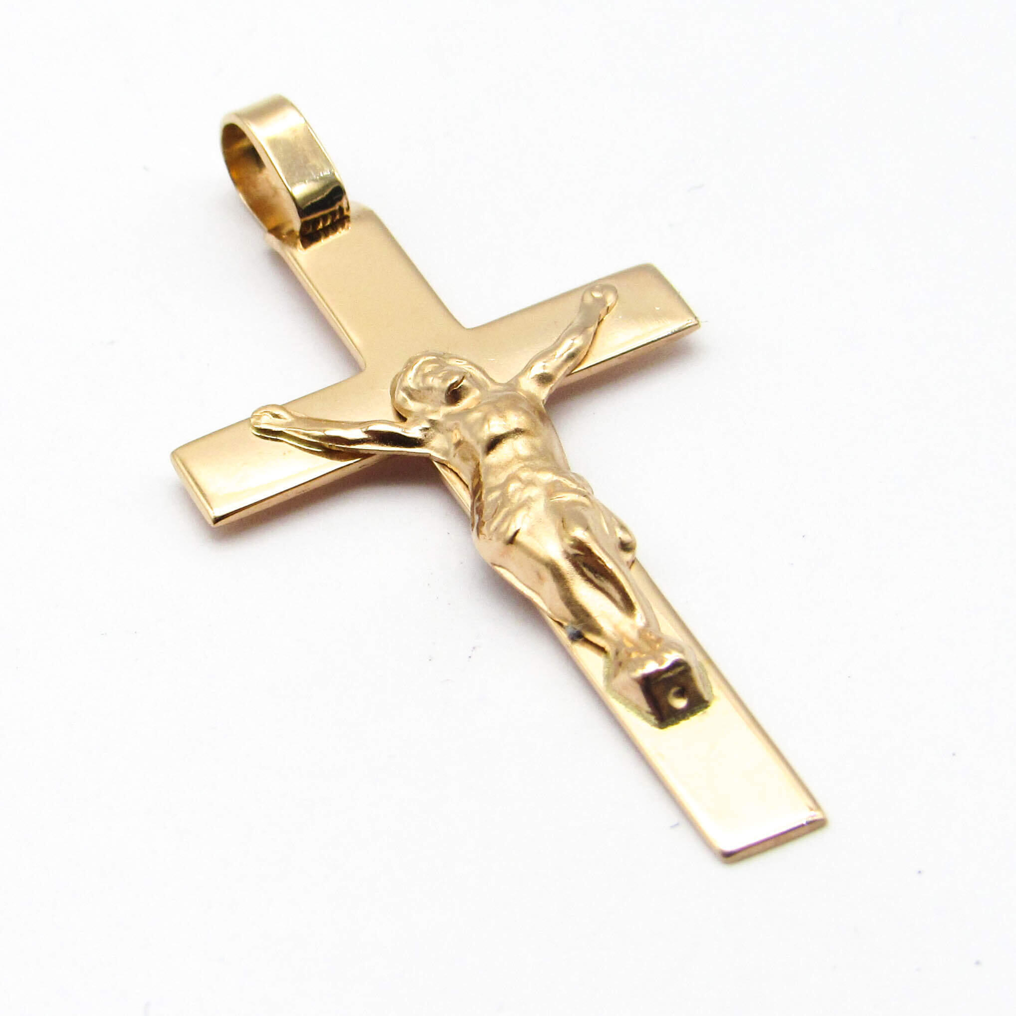 DIJE CRUZ PLANA 22x36MM CRISTO /O.ROJO