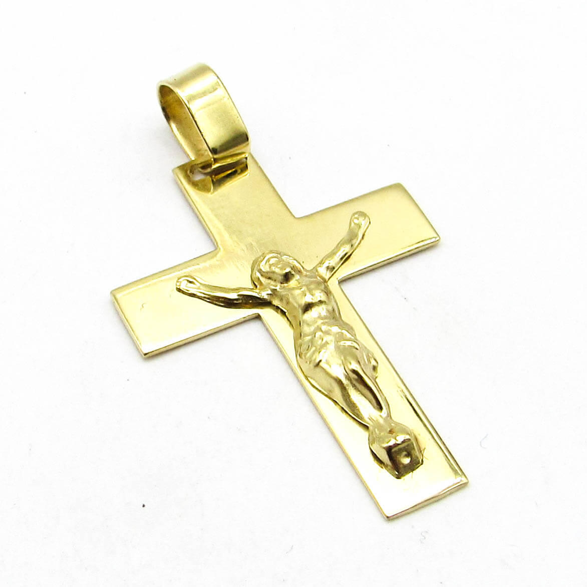 DIJE CRUZ PLANA CRISTO 25x35MM /O.AMARILLO