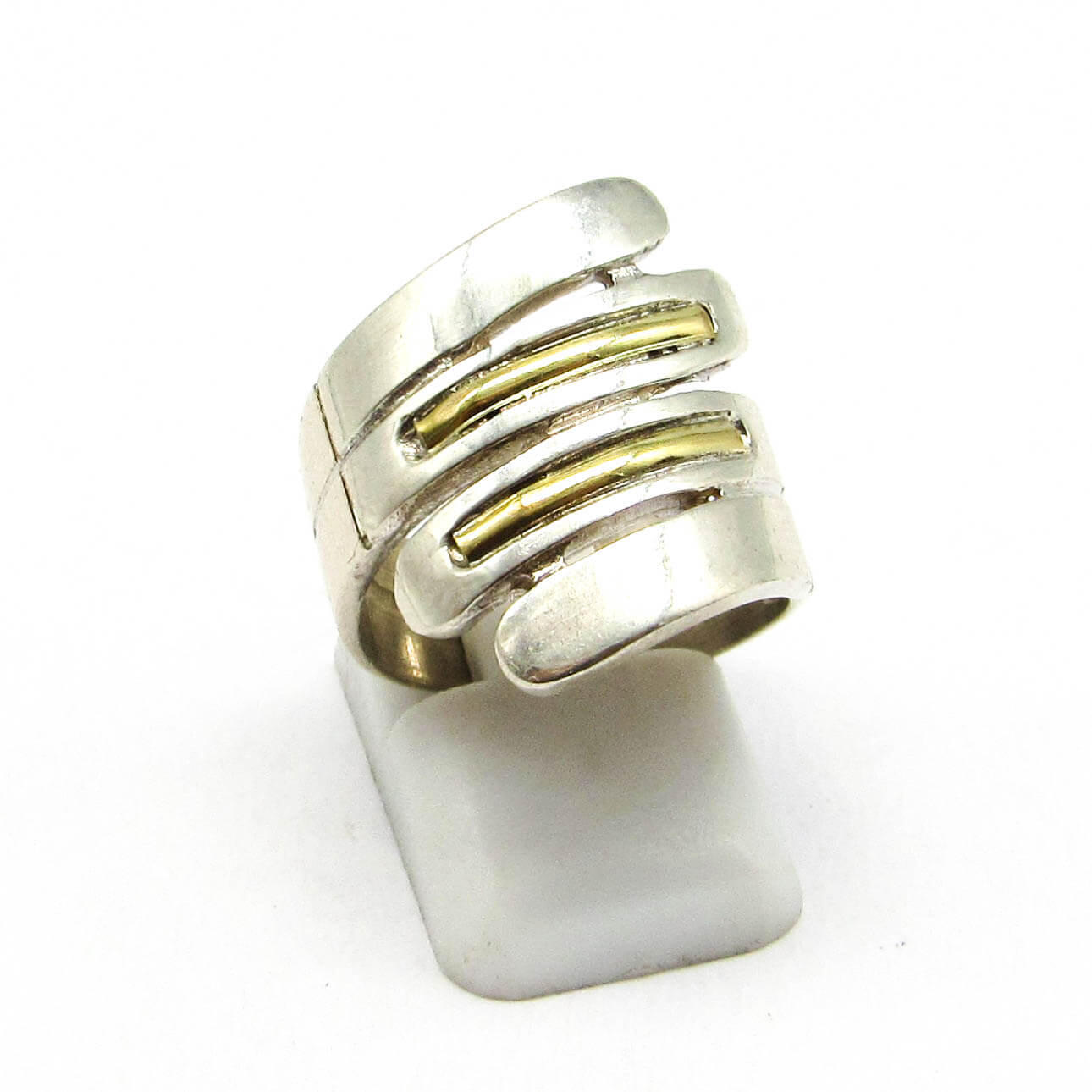ANILLO ESCALONADO /PLATA Y ORO