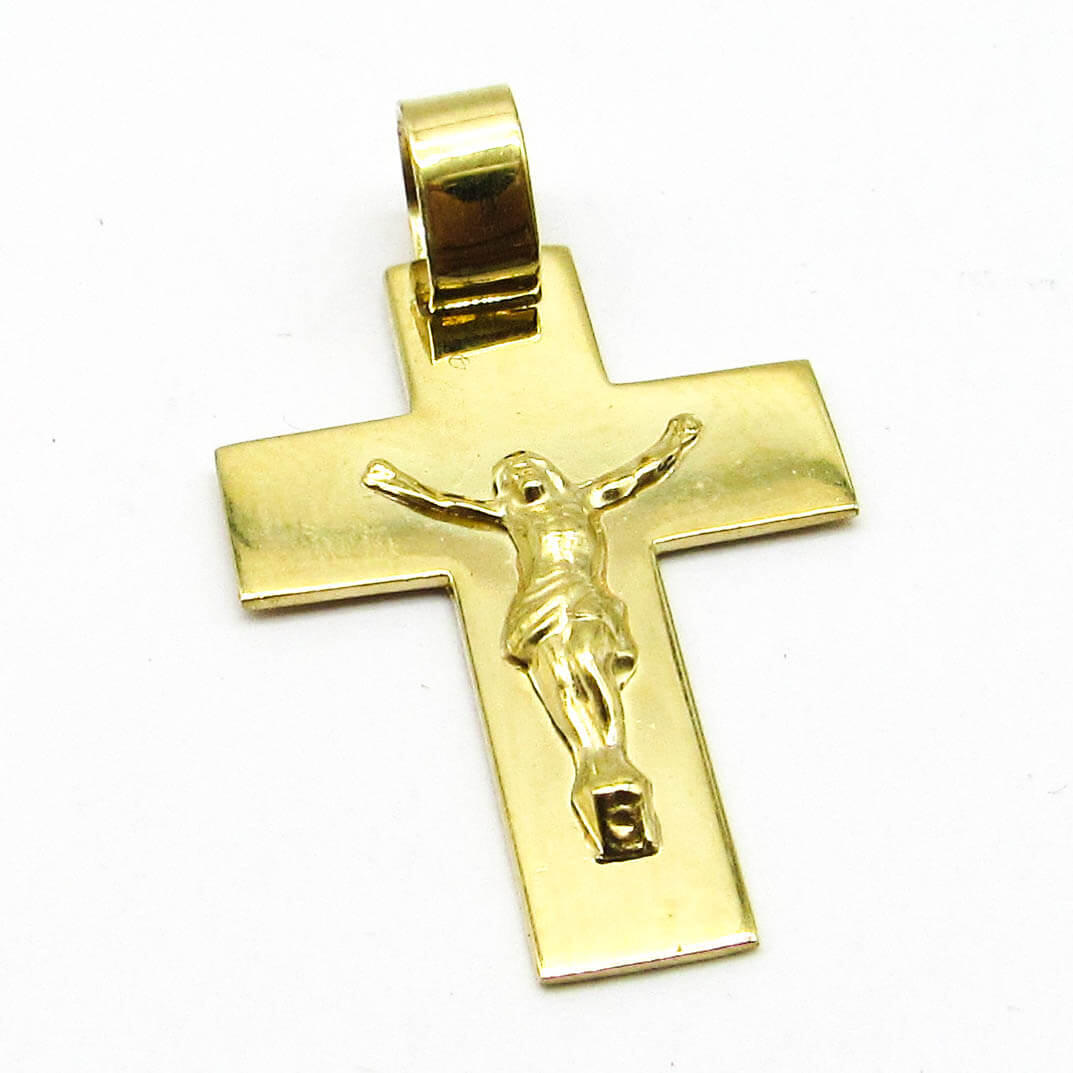 CRUZ PLANA 20x28MM CRISTO /O.AMARILLO