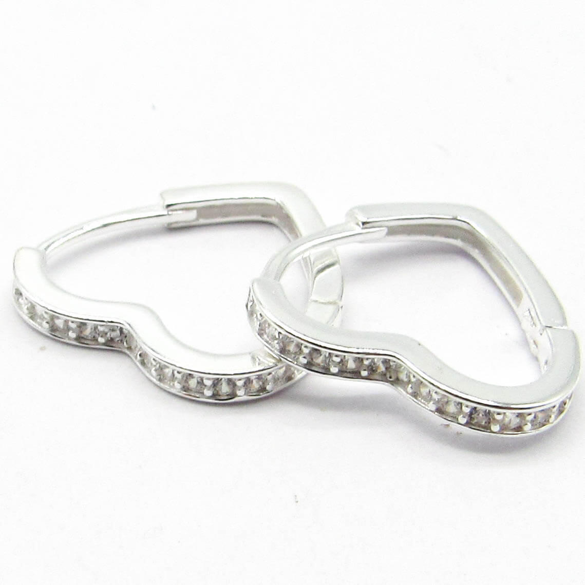 AROS ARGOLLA 14MM CORAZON MEDIO SIN FIN CON CUBIC / PLATA