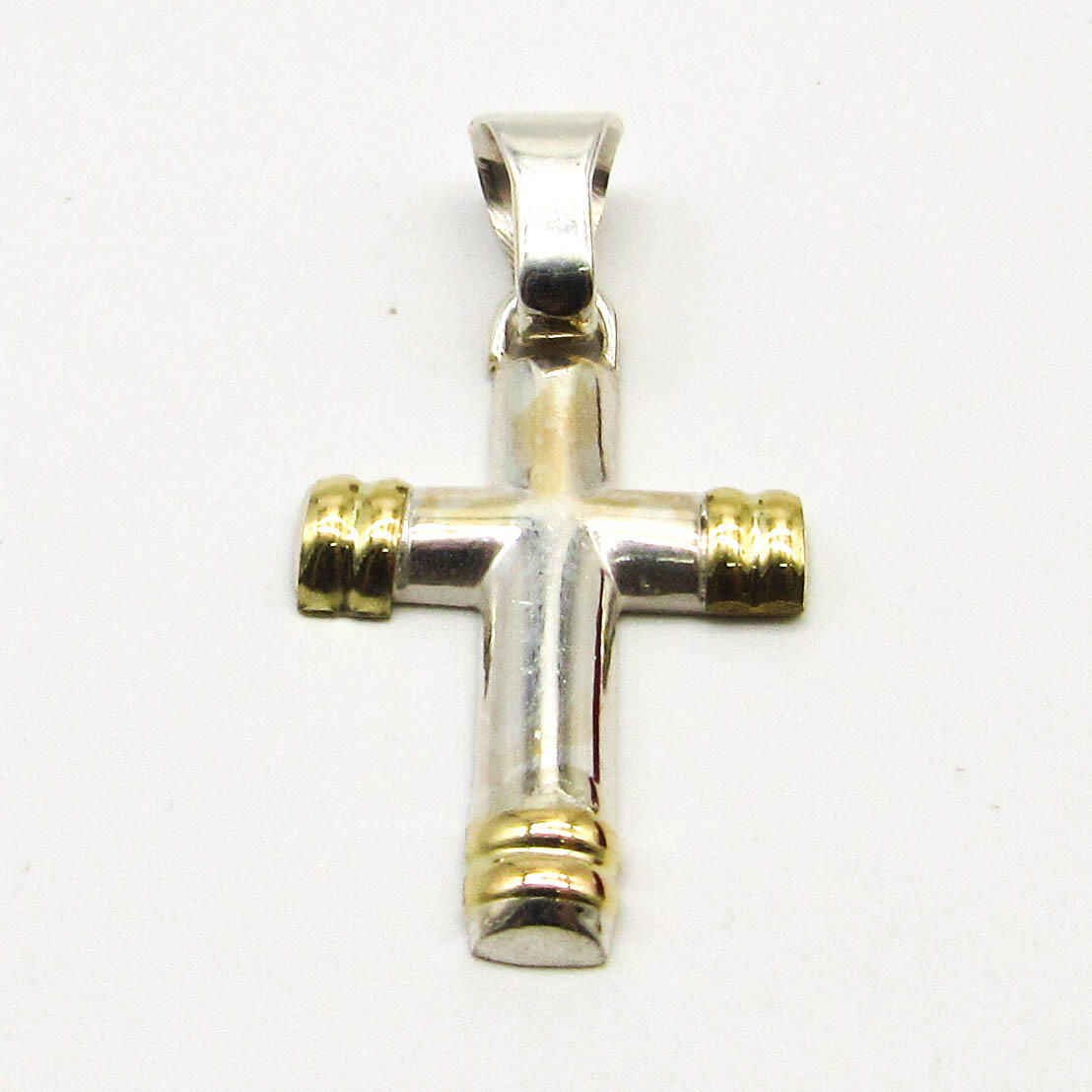 DIJE CRUZ 1/2 PALO 15x25MM /PLATA Y ORO