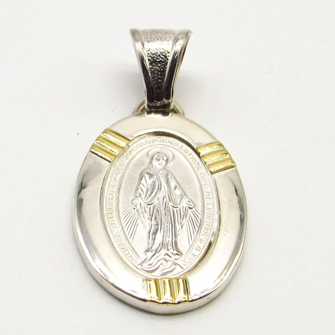 MEDALLA MILAGROSA 22x30MM BORDE /PLATA Y ORO