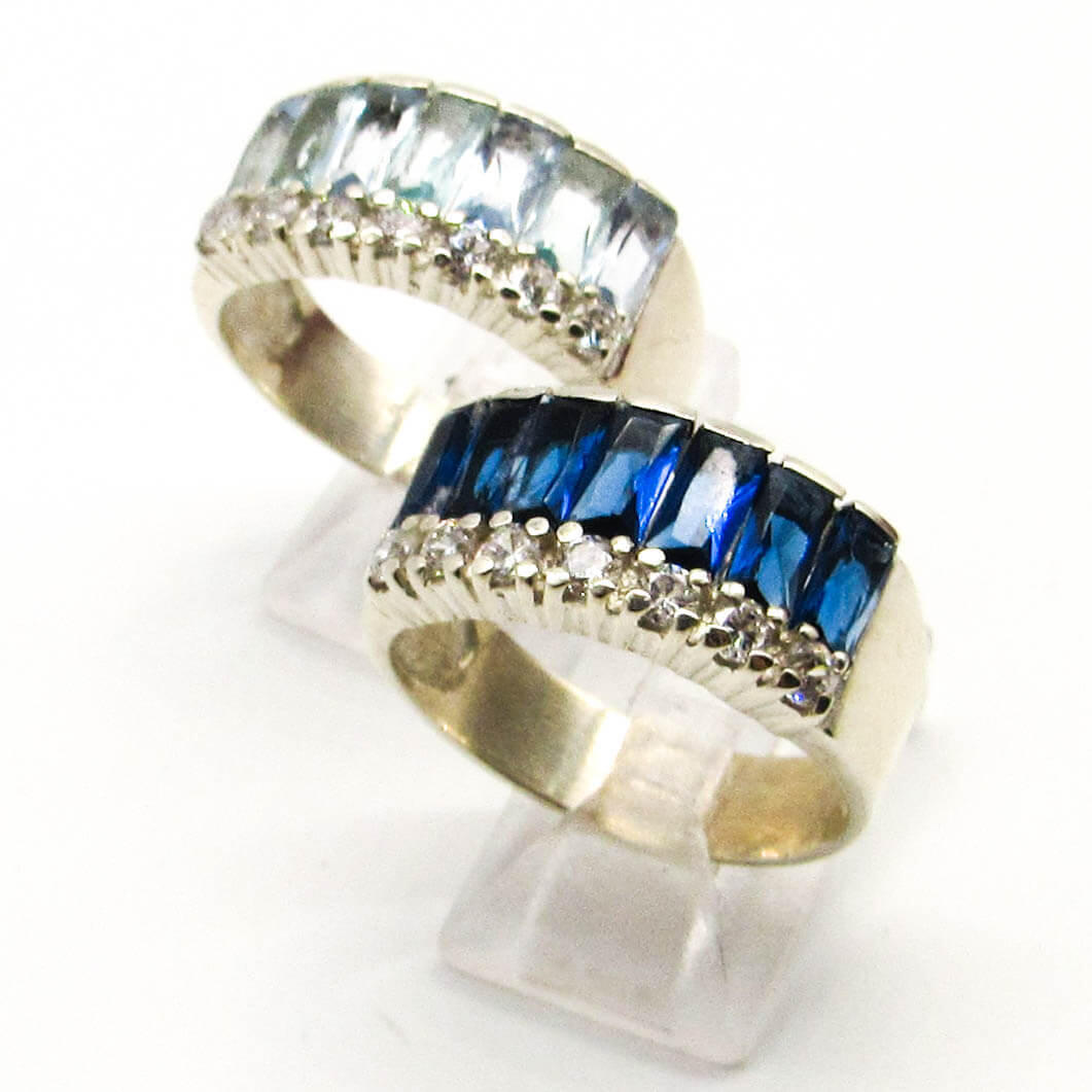 ANILLO 1/2 SINFIN BAGUETTES CUBICS*7 /PLATA