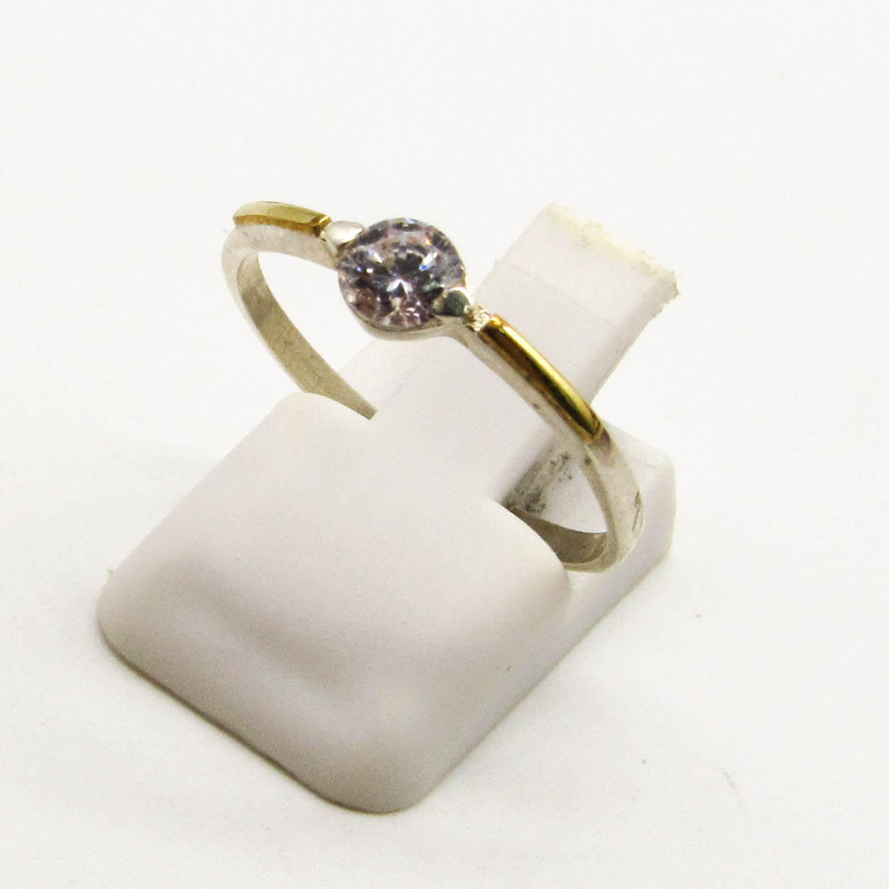 ANILLO SOLITARIO CUBIC 4MM 4482 /PLATA  Y ORO