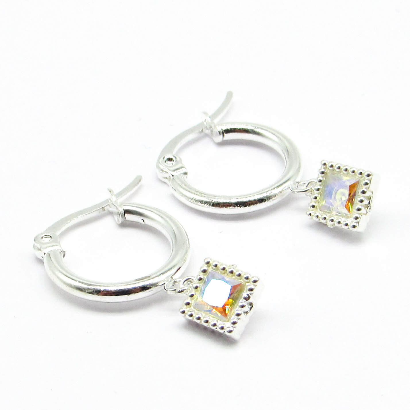 AROS ARGOLLA 13MM DIJE PIEDRAS COLGANTE /ACERO BLANCO