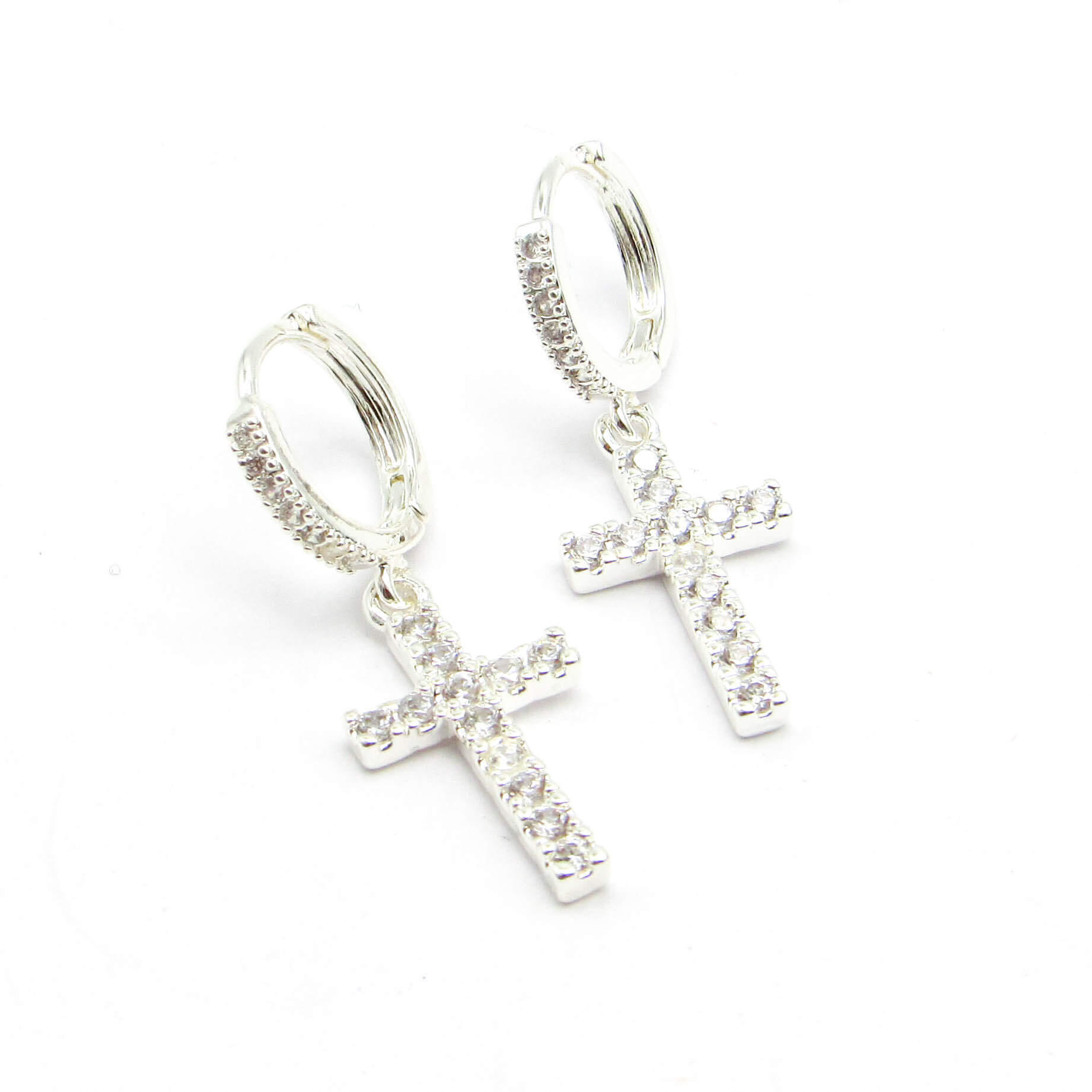 AROS ARGOLLA 12MM BISAGRA CRUZ COLGANTE /ACERO BLANCO