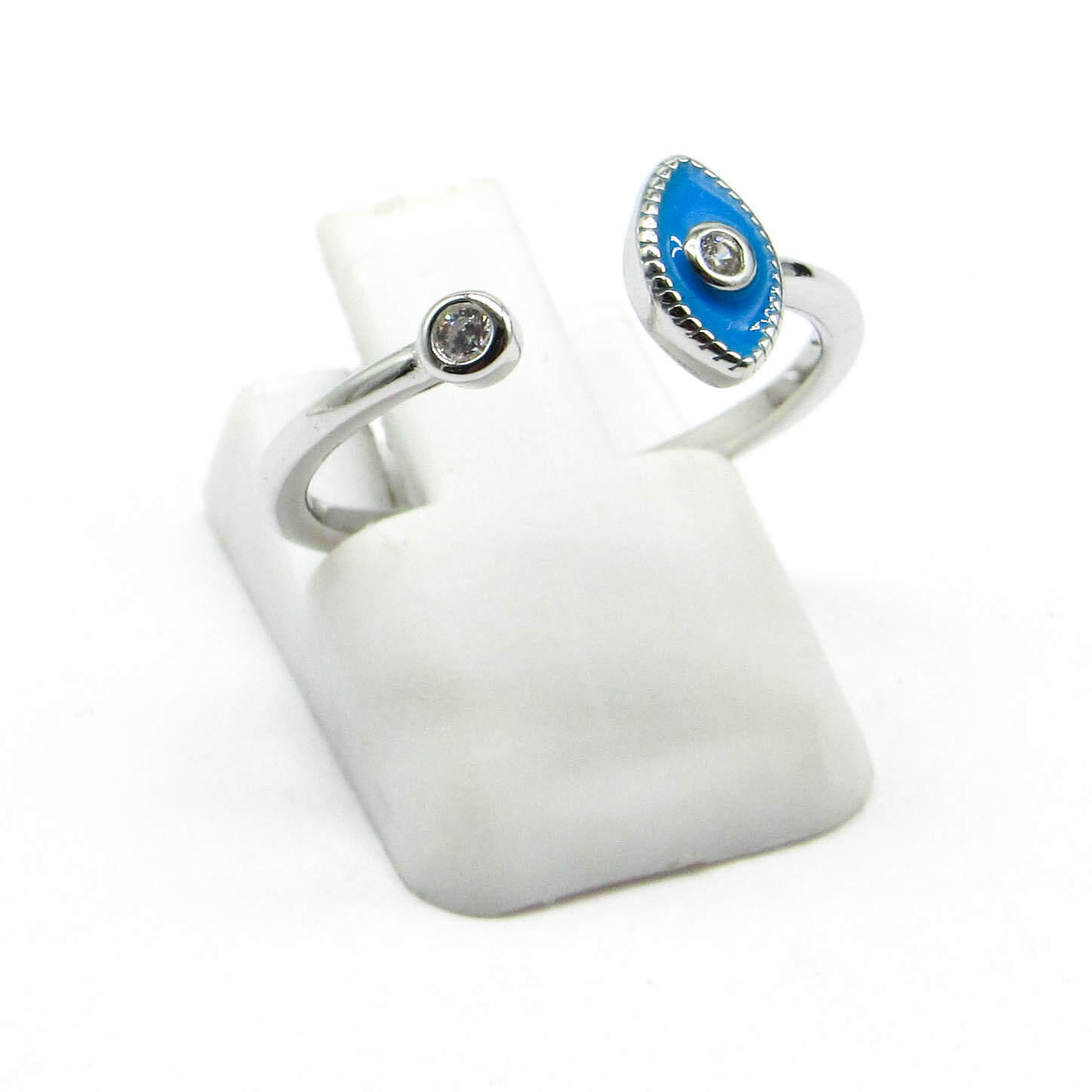 ANILLO ABIERTO OJO CUBICS /PLATA