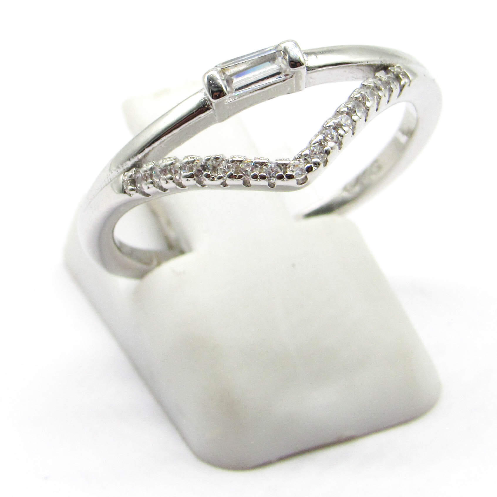 ANILLO DOBLE BAGUETTE Y CUBICS /PLATA