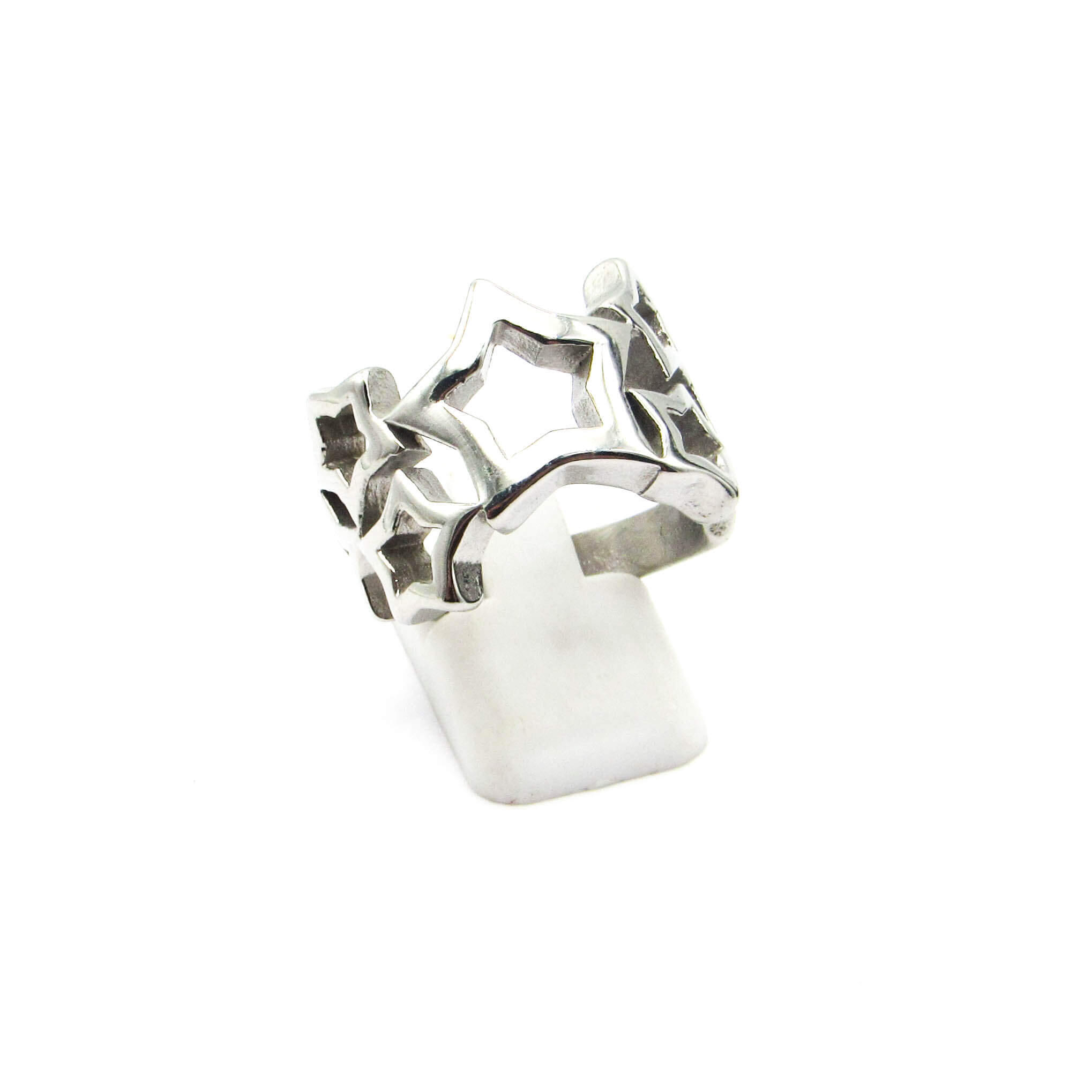ANILLO ESTRELLA CALADO / ACERO