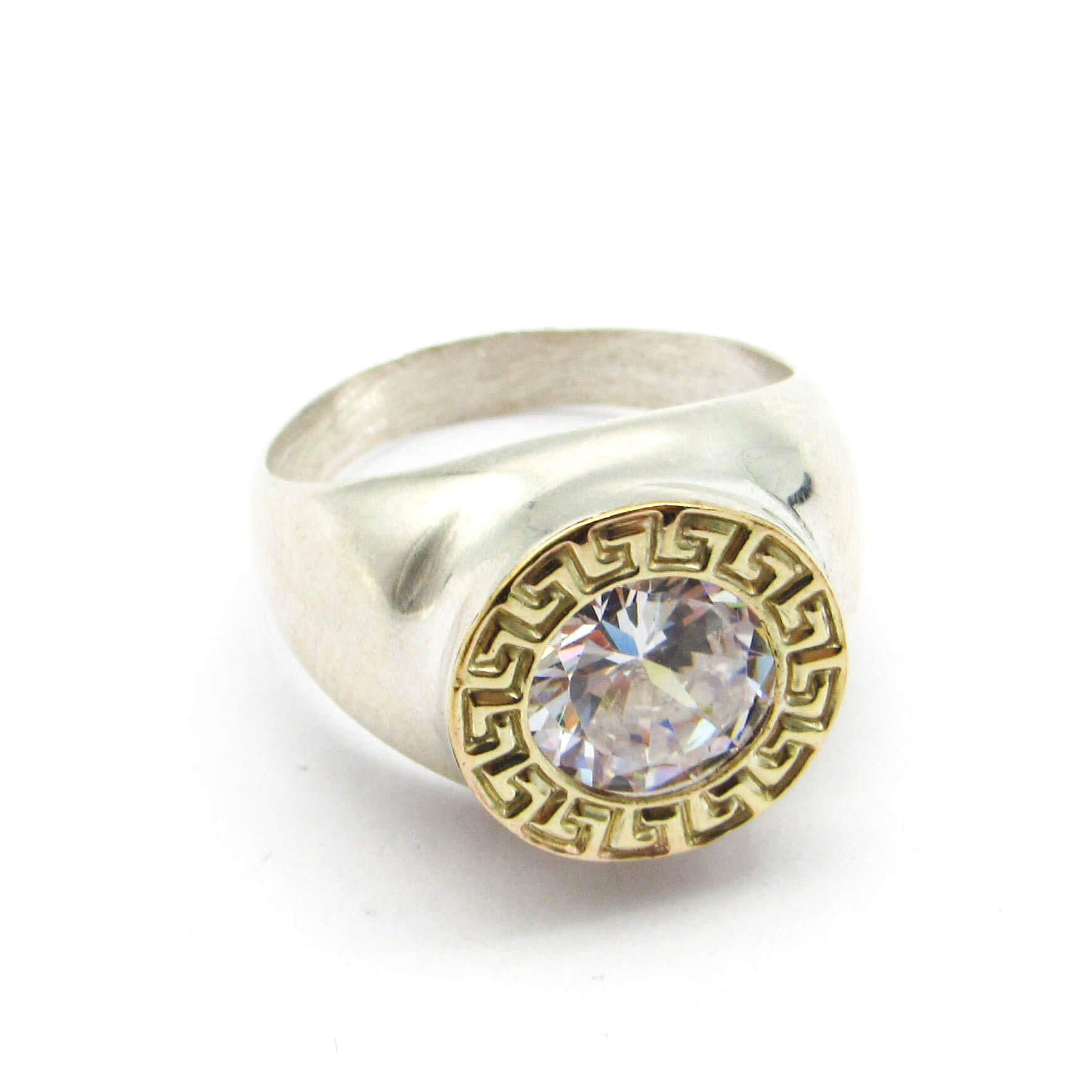 ANILLO GUARDA CUBIC 14MM /PLATA Y ORO