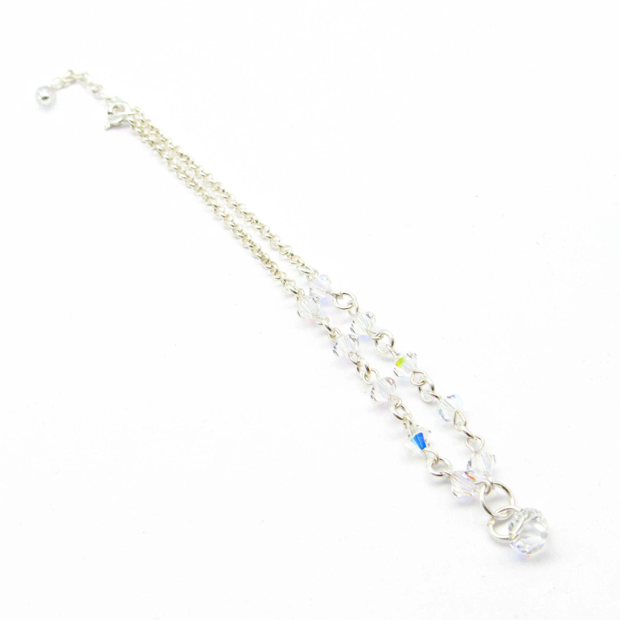 TOBILLERA CRISTALES COLGANTE /PLATA