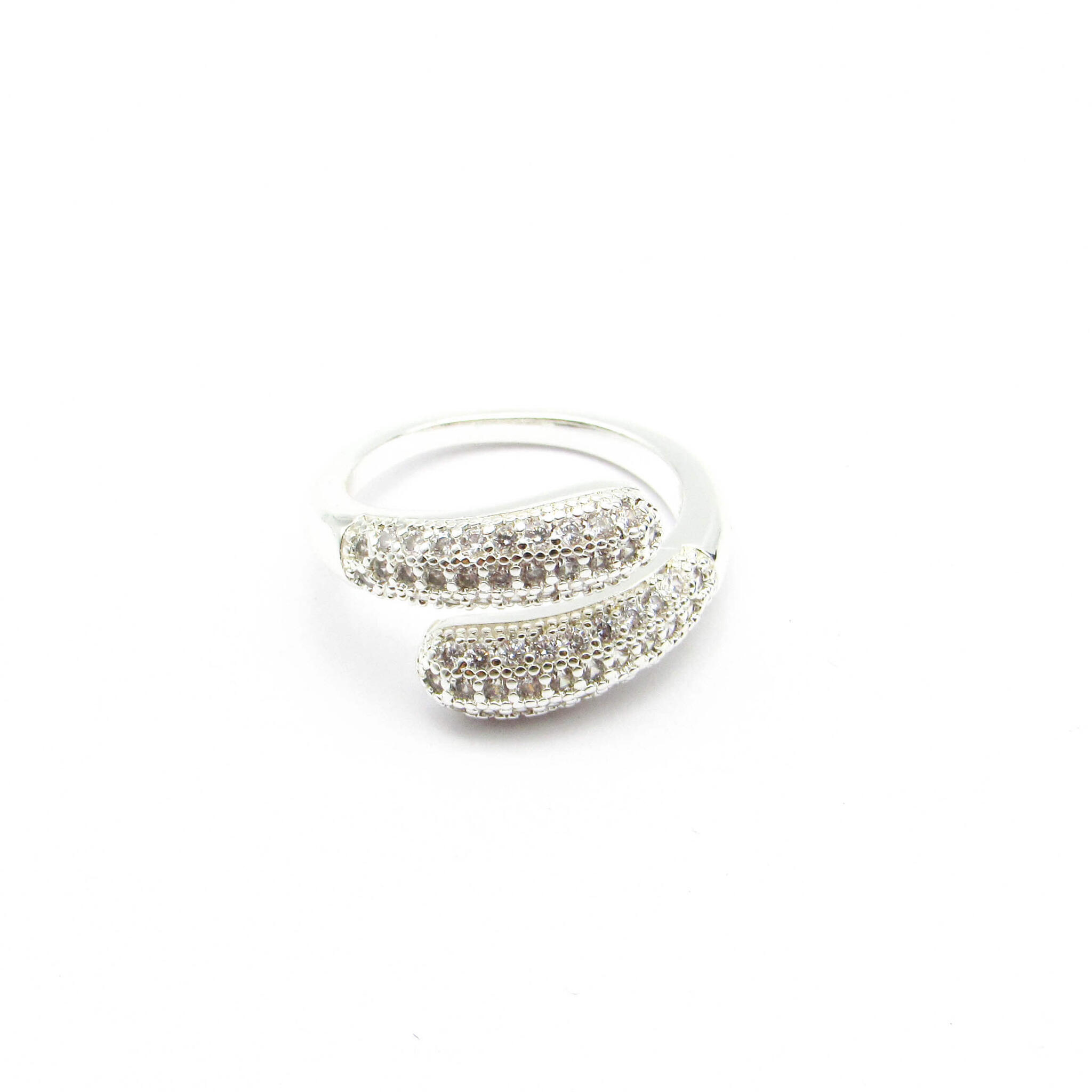 ANILLO BOMBE PIEDRAS DOBLE / ACERO BLANCO