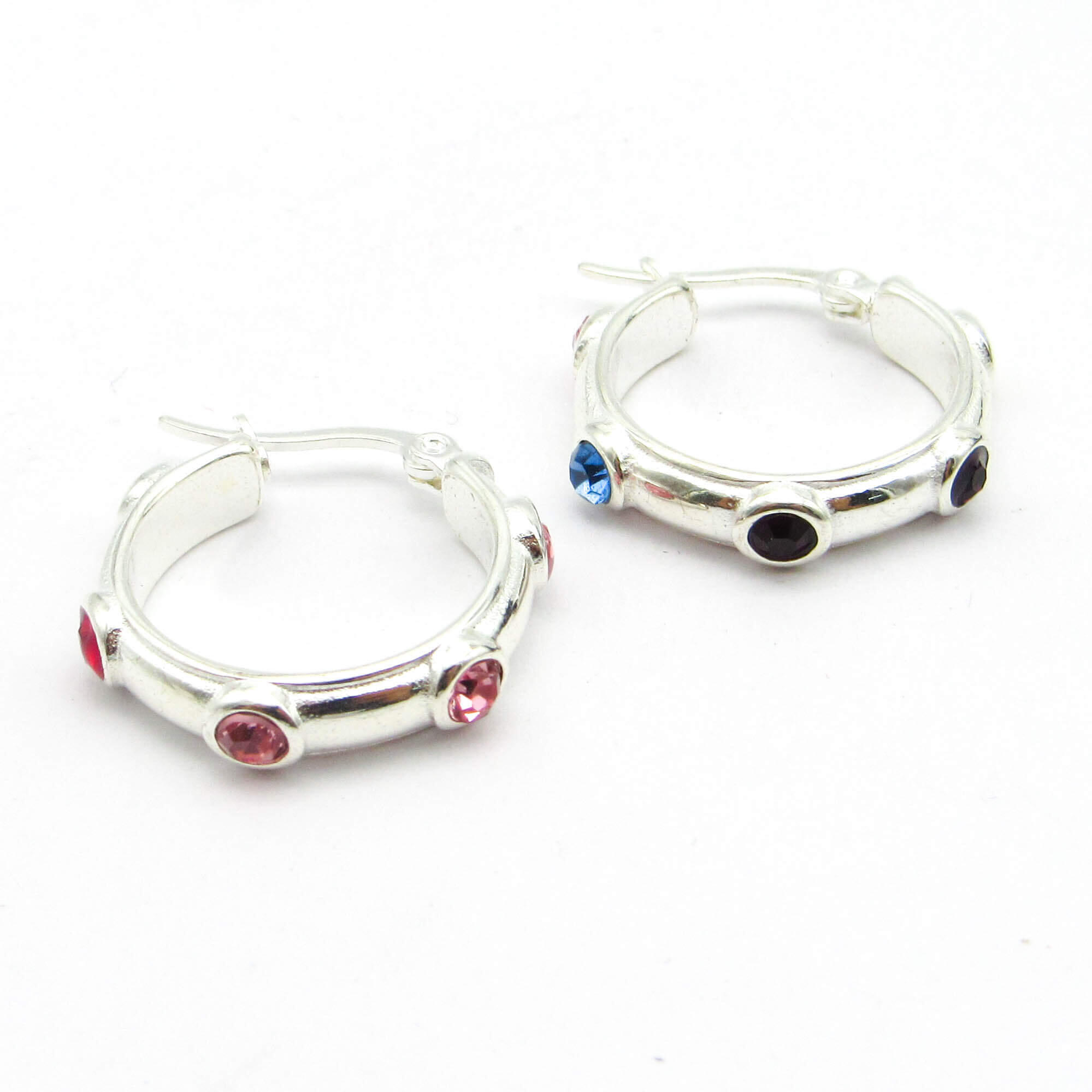 AROS ARGOLLA PIEDRAS MULTICOLOR / ACERO BLANCO