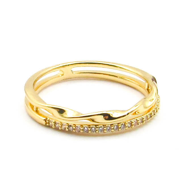 ANILLO PIEDRAS DOBLE / ACERO DORADO