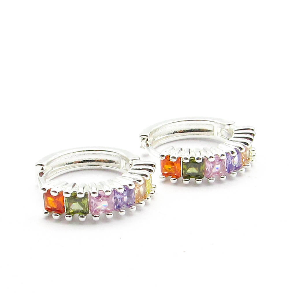 AROS ARGOLLAS PIEDRAS MULTICOLOR / ACERO