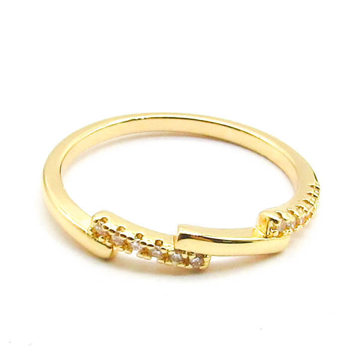 ANILLO ESCALONDO PIEDRAS / ACERO DORADO