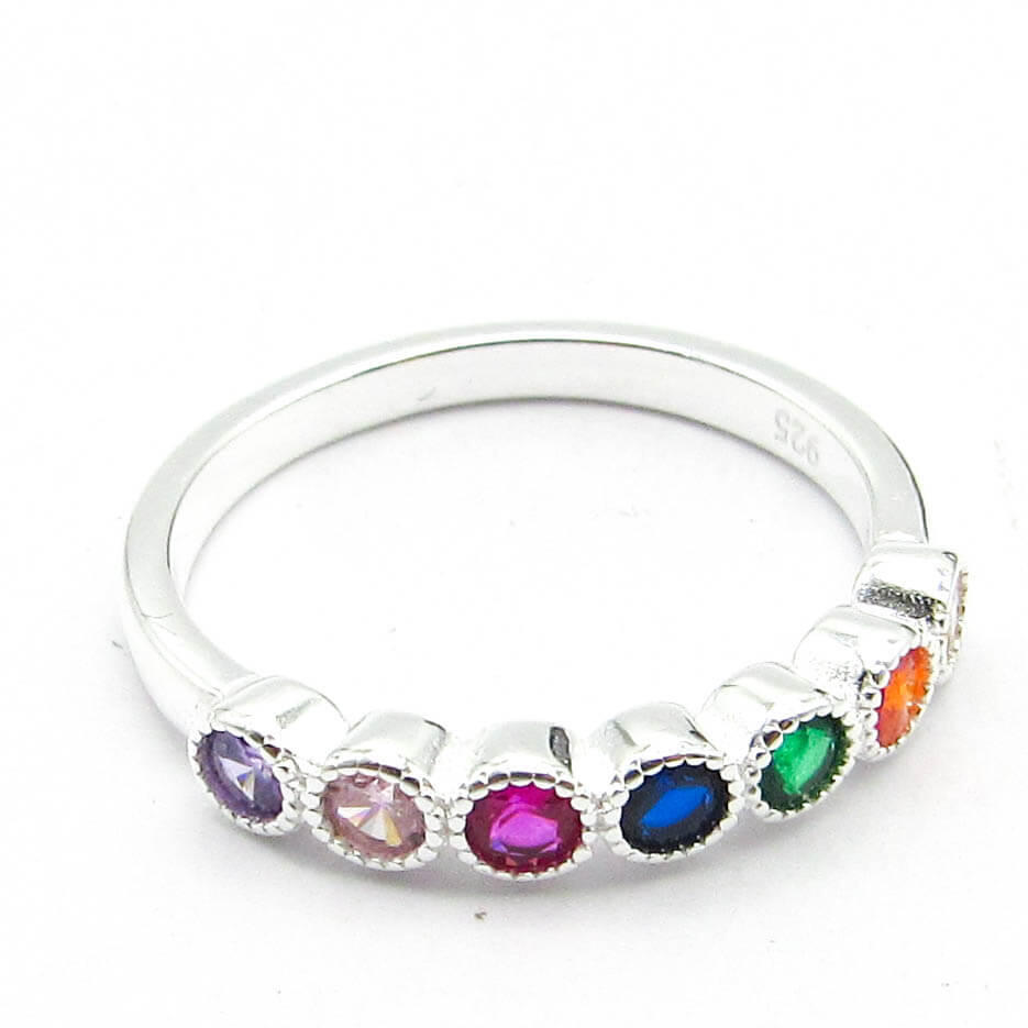 ANILLO CUBICS MULTICOLOR / PLATA