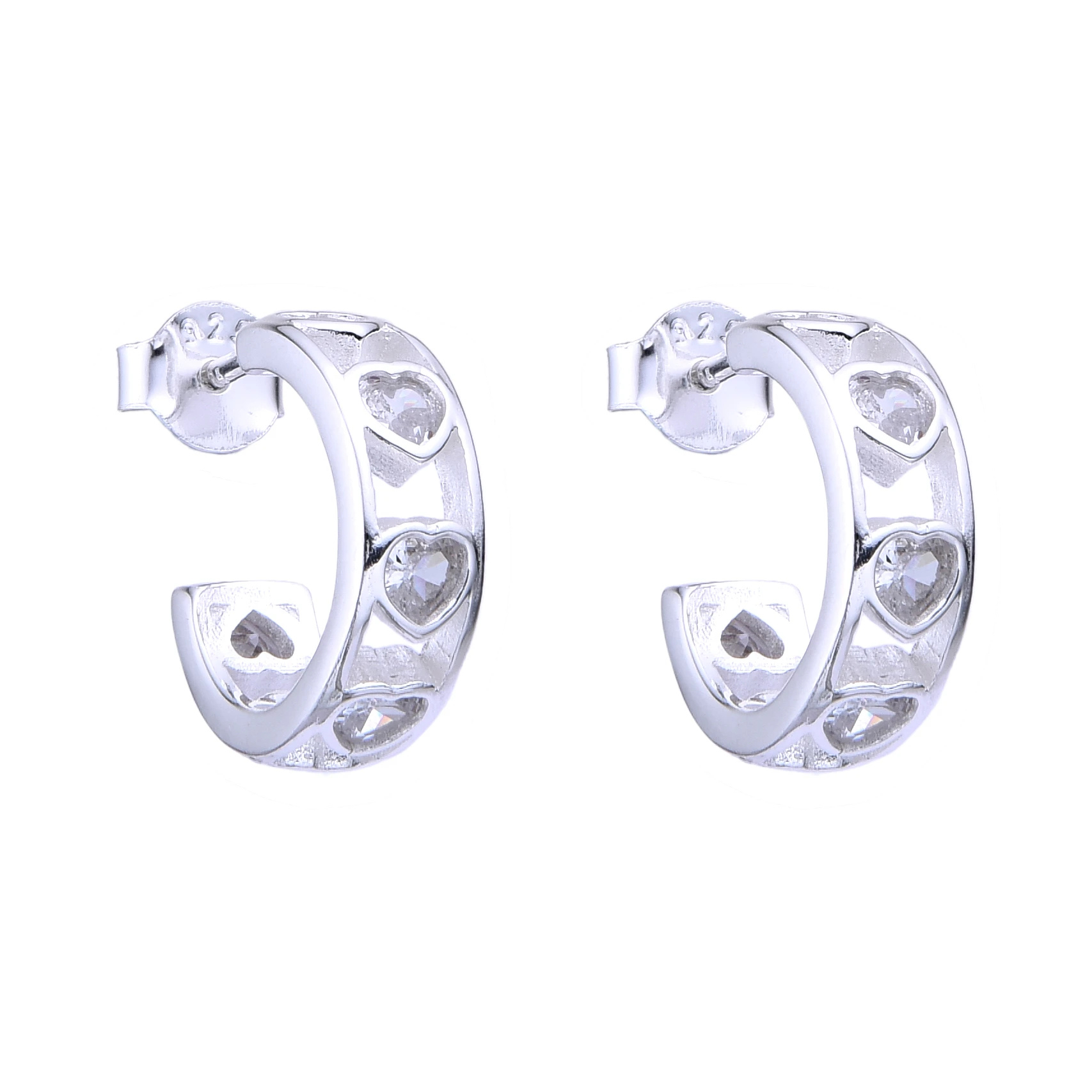 AROS MEDIA ARGOLLA CORAZÓN CUBIC / PLATA