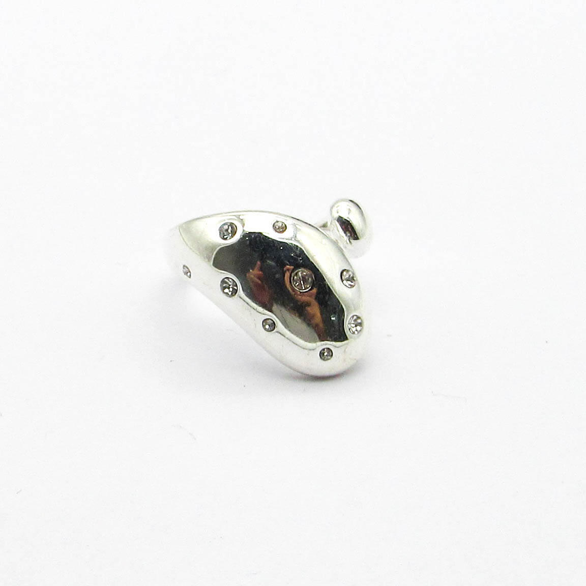 ANILLO ABIERTO BOMBE PIEDRAS / ACERO BLANCO