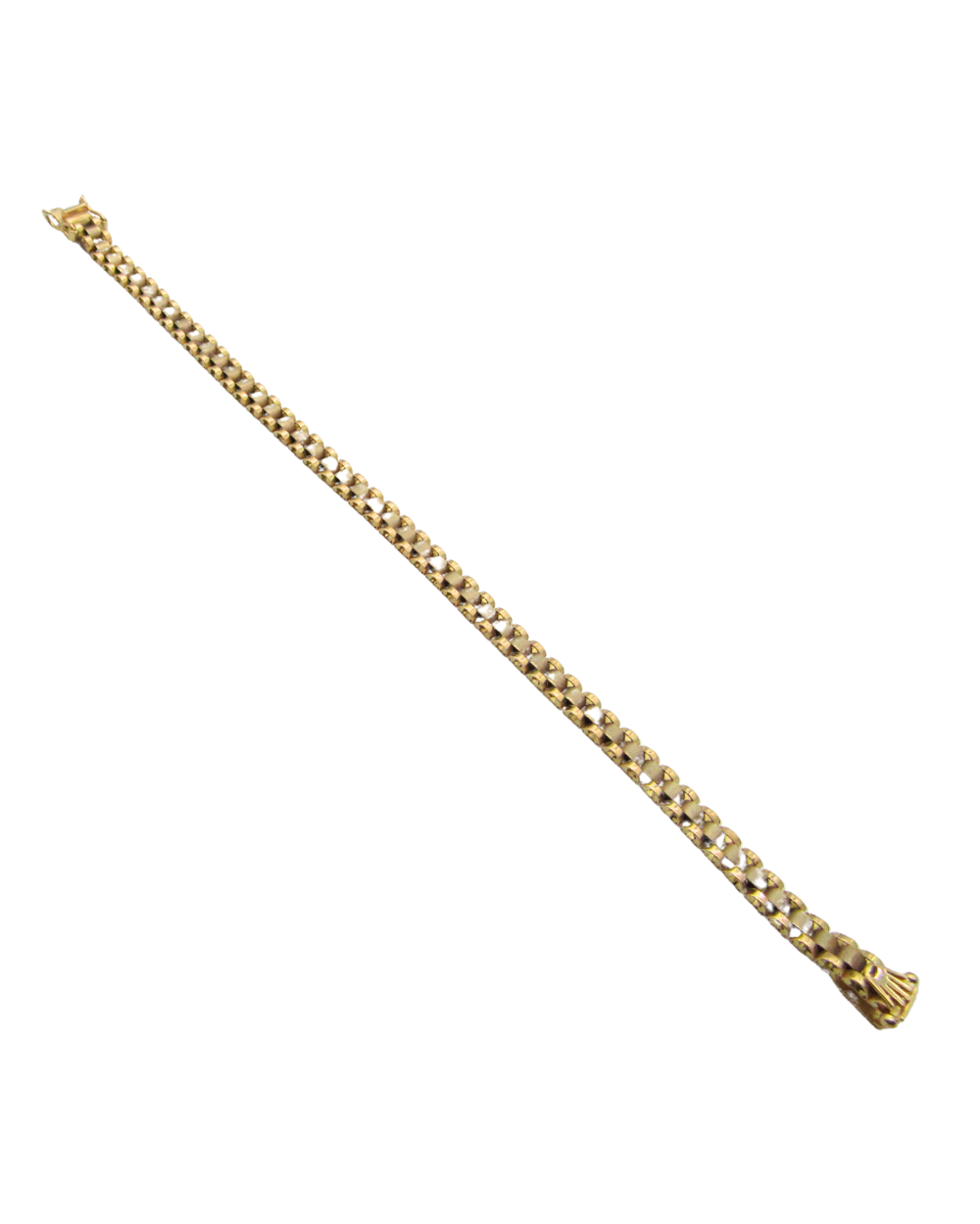 PULSERA TIPO ROLEX 7MM 21CM CIERRE CORONA /O.BICOLOR
