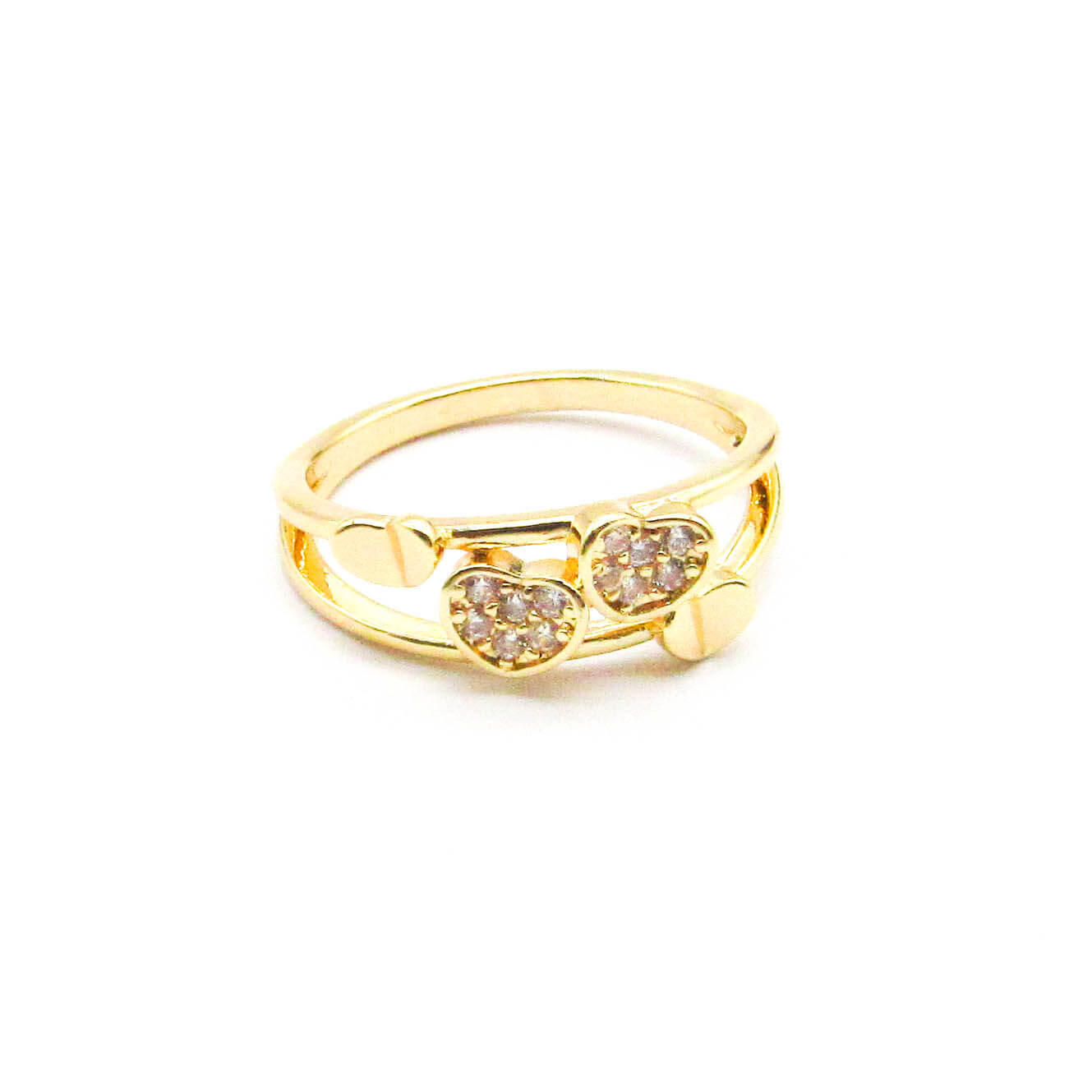 ANILLO CORAZONES PIEDRAS / ACERO DORADO