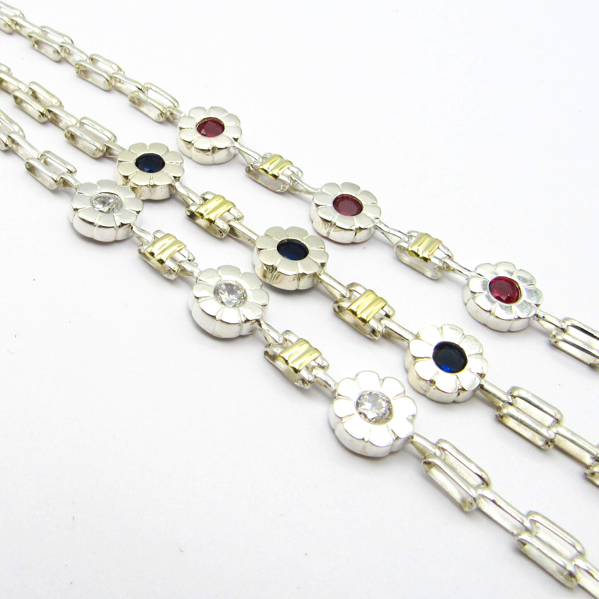 PULSERA PANTHER FLOR CUBICS *3 /PLATA Y ORO