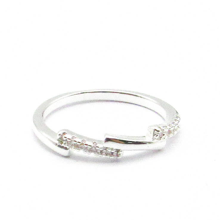 ANILLO PIEDRA ESCALONADO / ACERO BLANCO